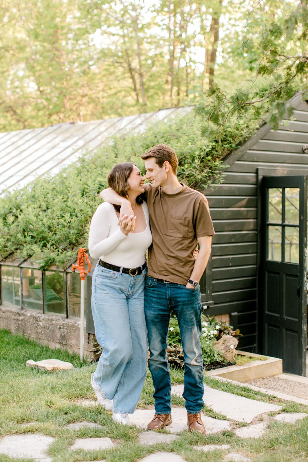 Glass House Community Engagement | Greenhouse Nursery Engagement Session in West Michigan | Laurenda Marie Photography