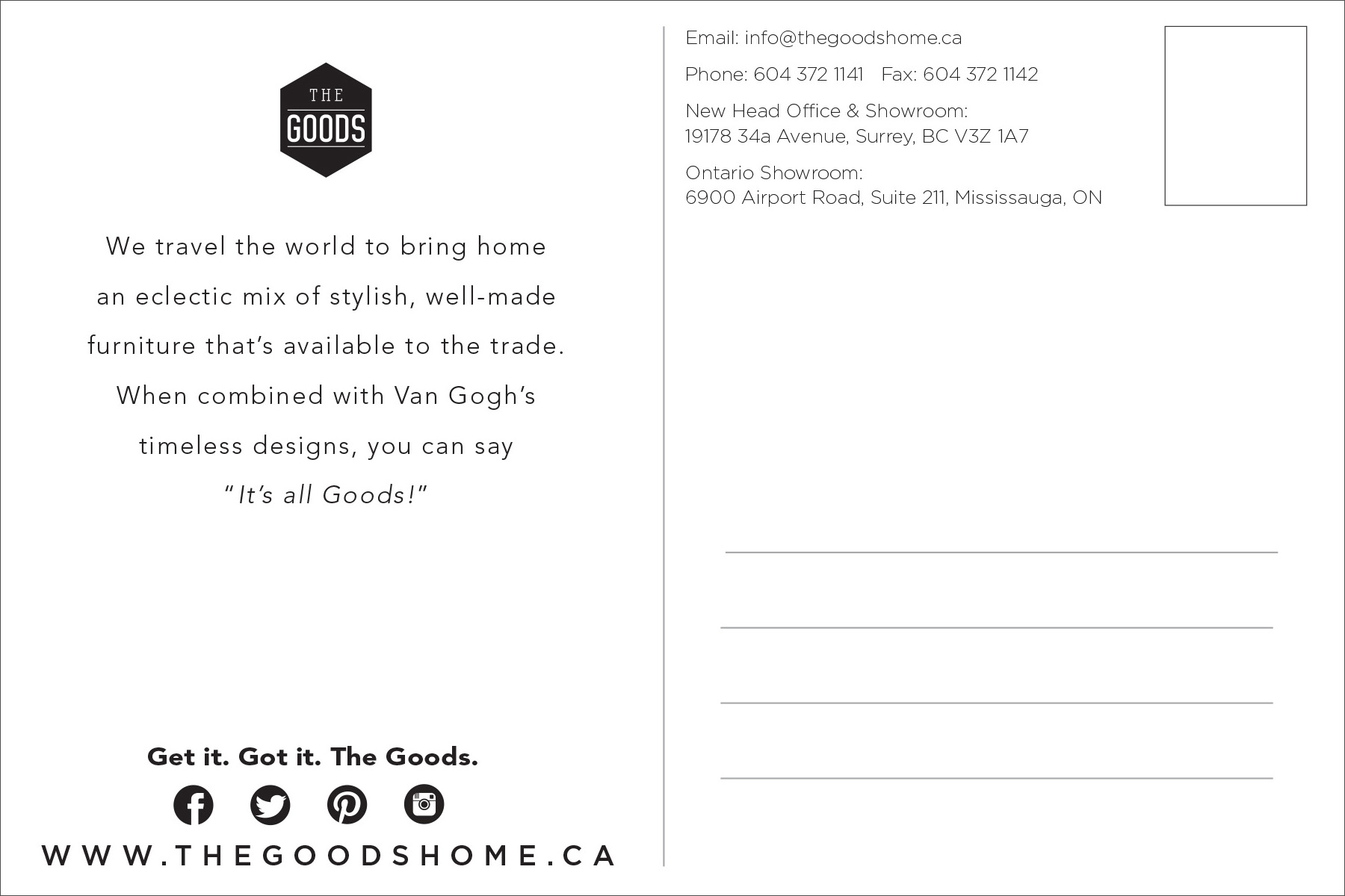 Backside of postcard.