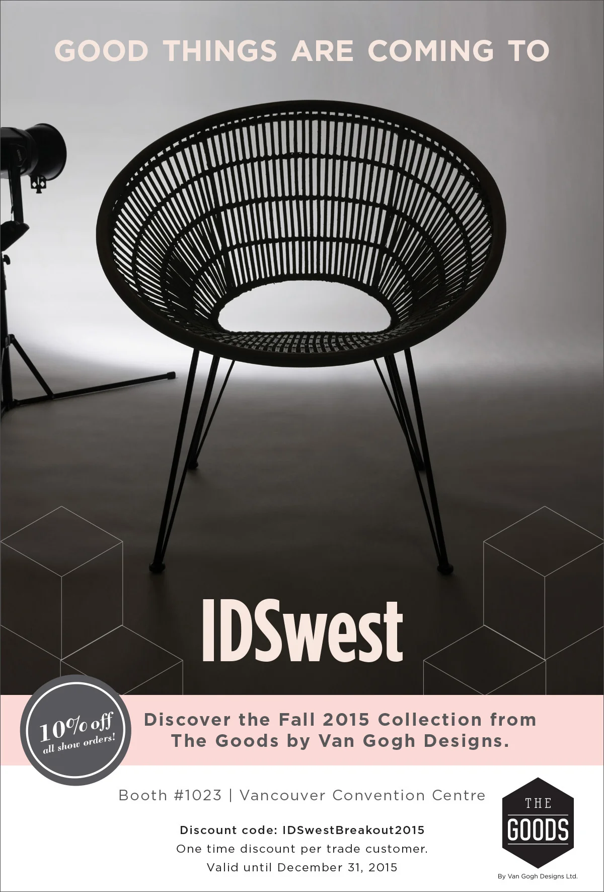 A special postcard for the reveal of new products. The dark silhouette gives interior designers a sneak peek of the product without giving away the mystery. 