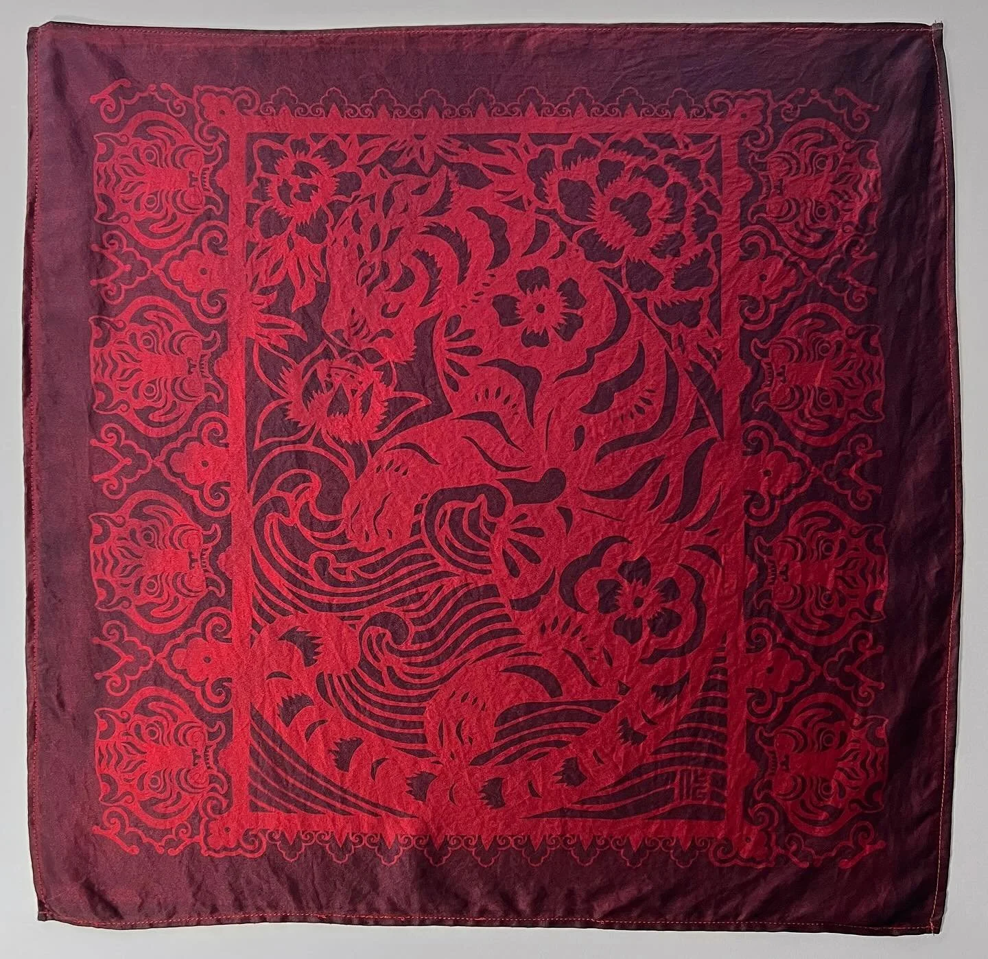 There&rsquo;s still a couple of days left to get one of my cyanotype tiger bandanas from @valkariegallery! I had so much fun experimenting with these and had so many favorites I wish I could have kept! 

#cyanotype #tiger #tigerdesign #bandana #scarf