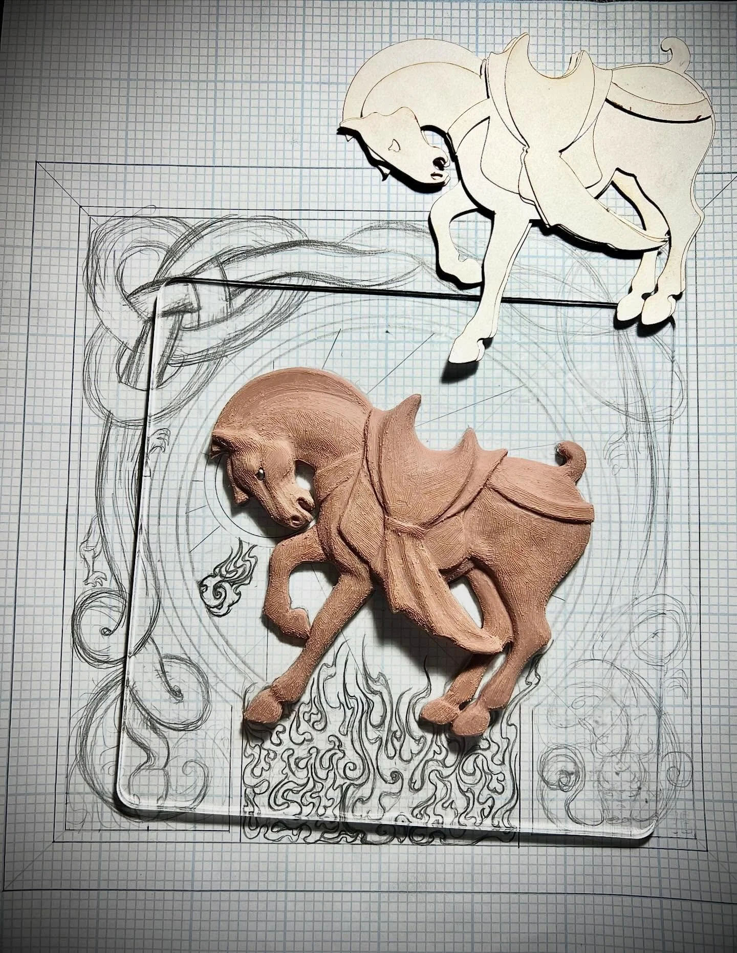 Working on something a bit different for the annual Lunar New Year show at @valkariegallery! It&rsquo;s still pretty rough, but I&rsquo;m really enjoying using guitar string rake tools to refine the form. It will be molded in plaster and cast in pape