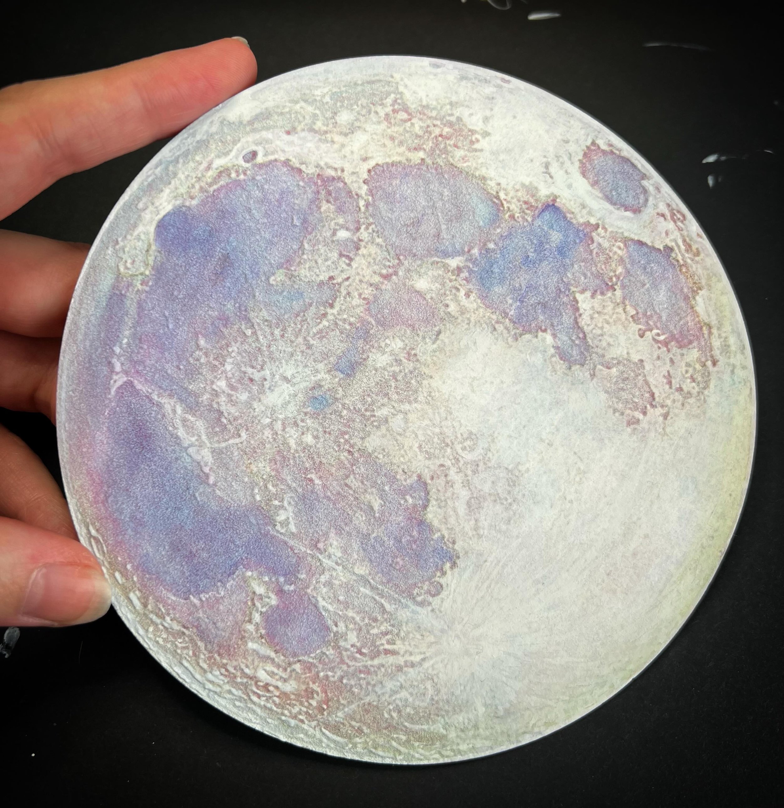 Another sneak peek of an element from my Character in Context piece for @armitchellmuseum! I absolutely loved painting this moon, and it felt very timely with the Artemis II mission! 

#characterincontext #moon #watercolor #paper #nicolegrosjean
