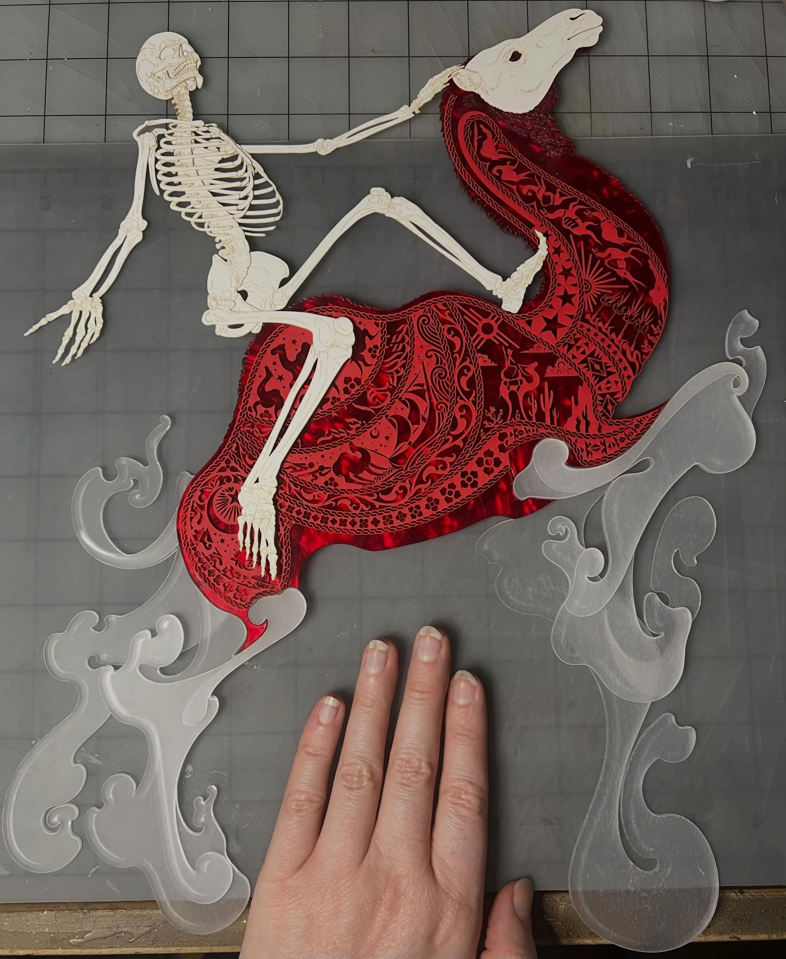 One more behind the scenes look at my Character in Context piece! I&rsquo;ve never used this much acrylic in an artwork before, and had to try so many tests to make sure this would work at all. Eventually I used Super Matte Medium from Golden Acrylic