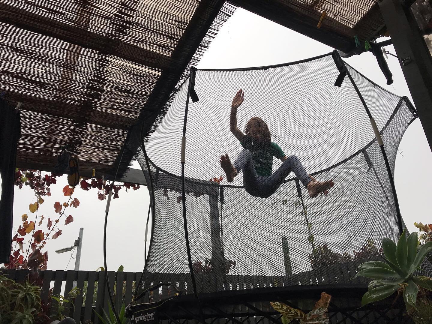 Jumping in the rain.