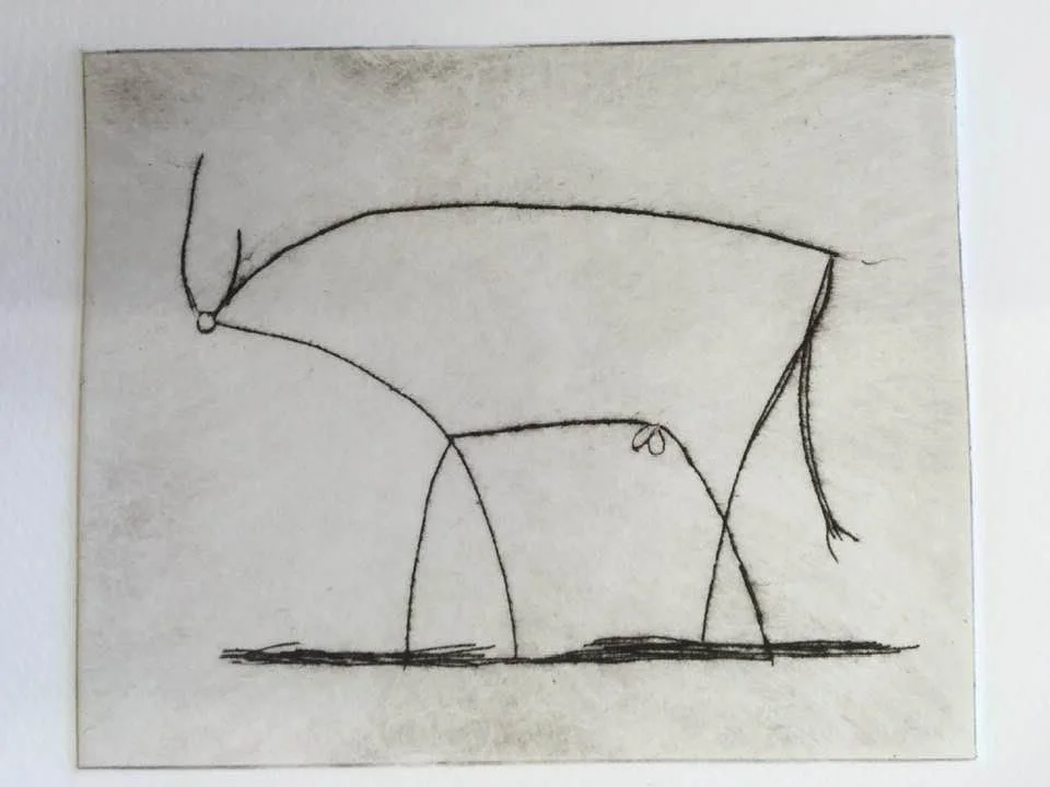 Picasso inspired Bull - drypoint print