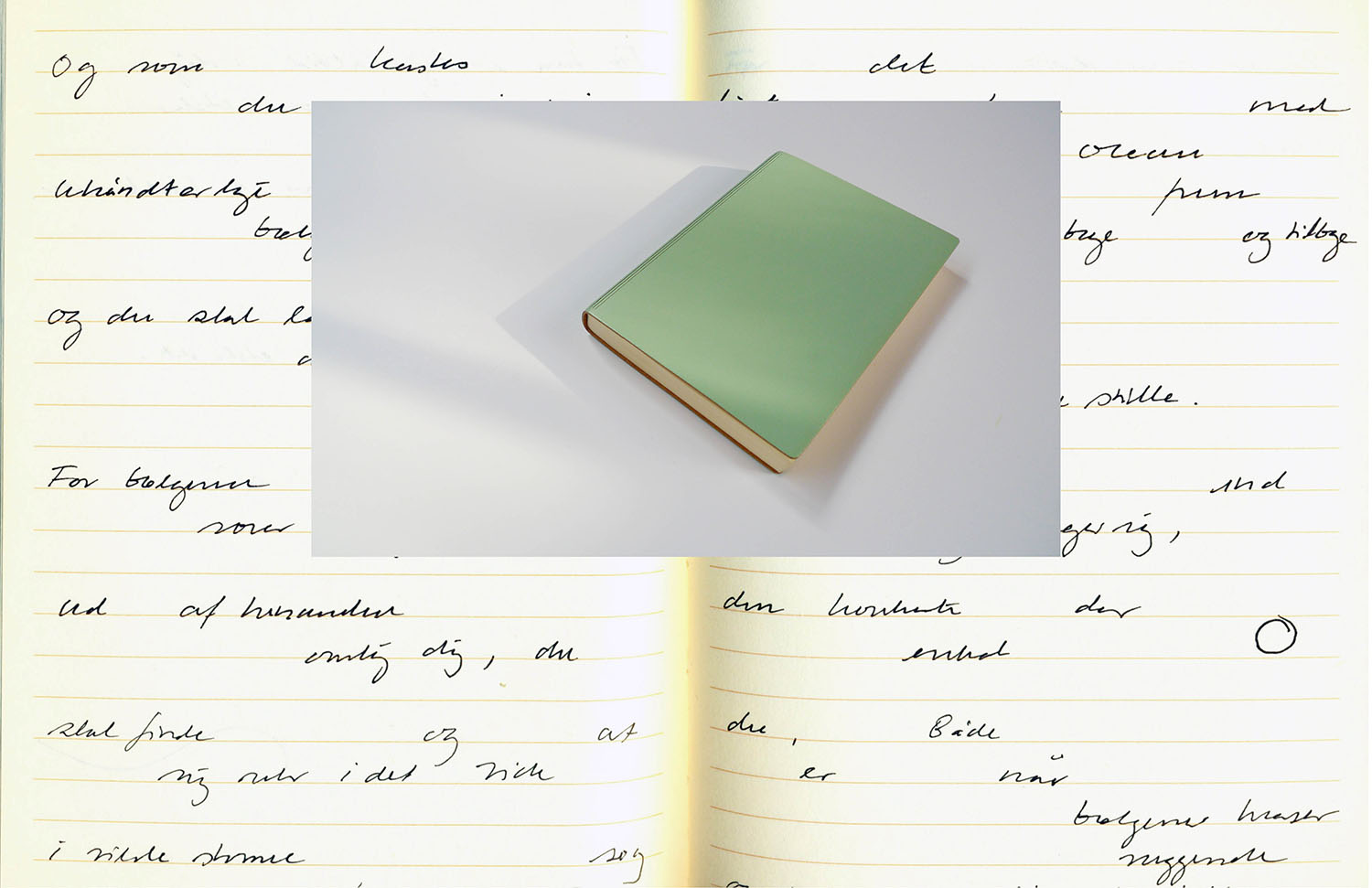 2013, Green - Ode to Love Helene Lundbye Petersen, Green - Ode to Love, 2013, Calligraphic Manuscript, 294 pages handwritten in New York., lined white paper, green leather cover. 17 x 12.5 x 1.8 cm.