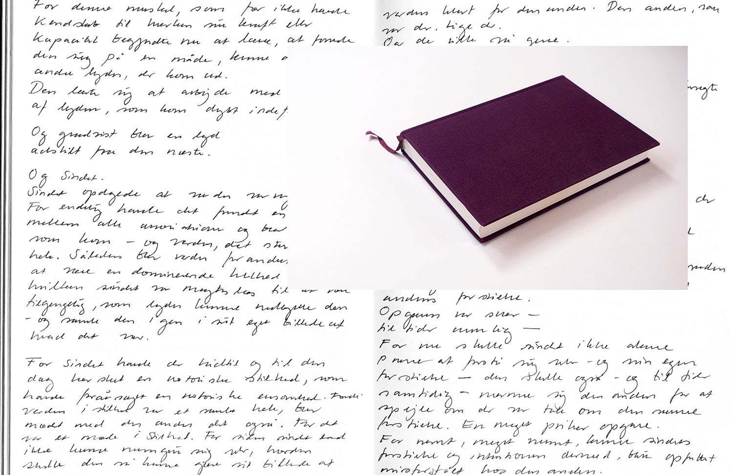 2013, Purple - On Languages Helene Lundbye Petersen, Purple - On Languages, 2013, Calligraphic Manuscript, 374 pages handwritten in New York, blank white paper, purple cloth cover. 21.5 x 15.5 x 3 cm.