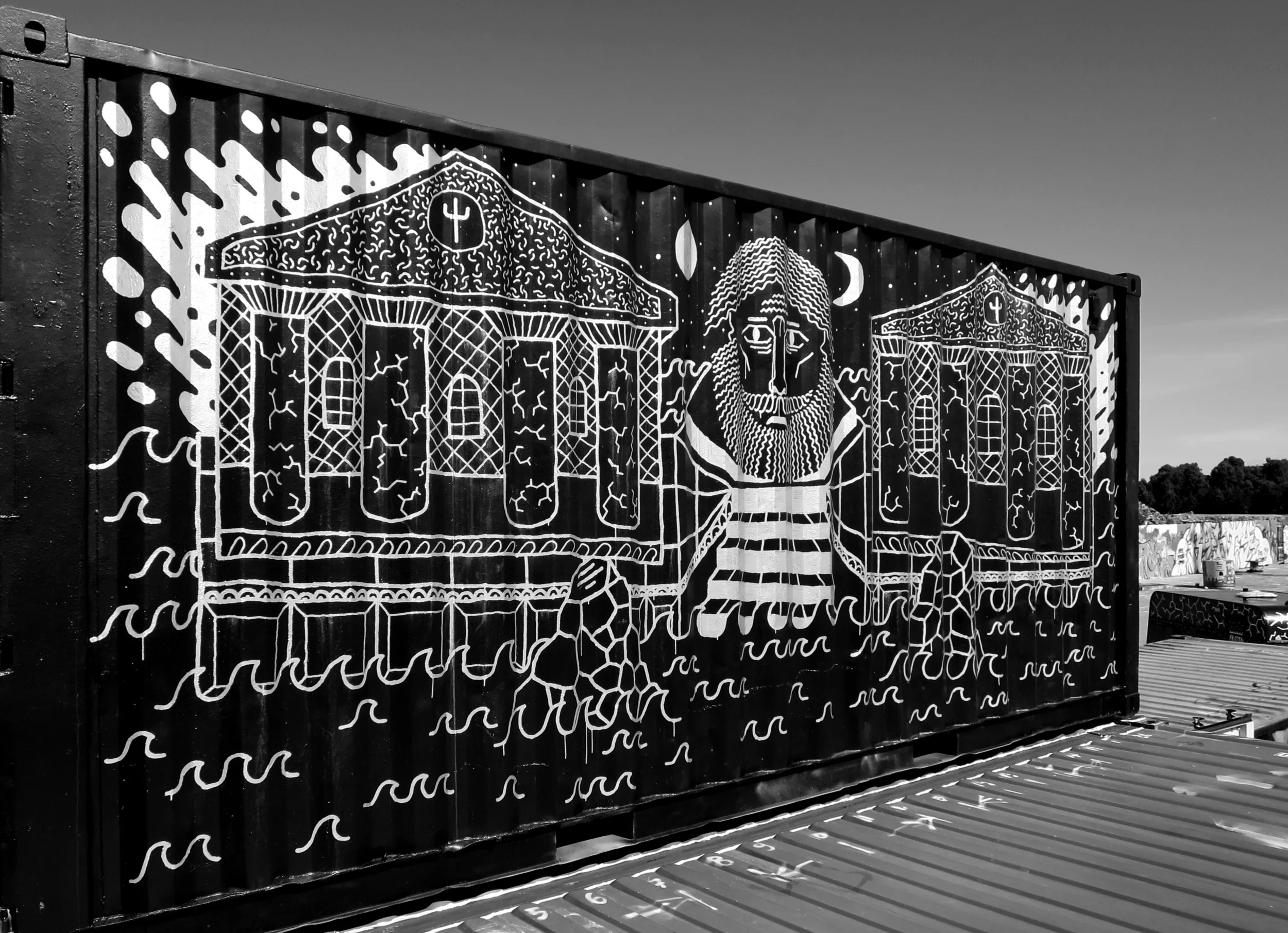 Stay Ice | Black Temple, Kalafornia -mural project | N 60°10'39" E 24°58'22" × Nihtilaituri, Kalasatama Docklands, FI-00540 Helsinki 2015
