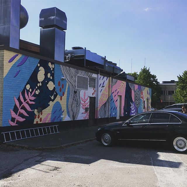 Essi Ruuskanen, Elina Nikkinen ja Tuuli Huovila maalas Salen p&auml;&auml;dyn ☀️#ruralurbanart #grex #streetart #mural #katutaide #laitila #kes&auml; #wallpainting #kombo