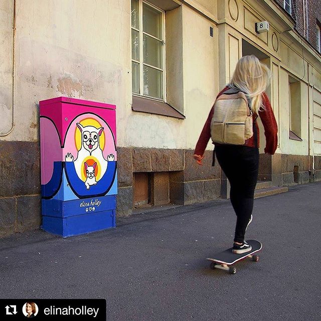 #Repost @elinaholley
・・・
☮❤🐶 #PeaceLoveAndDogs #skateboarding #love #peace #care #purpose #frenchie #frenchbulldog #bulldog #chihuahua #mutt #dog #puppy #puppylove #painting #streetart #urbanart #publicart  #s&auml;hk&ouml;kaappi #mural #muralart #a