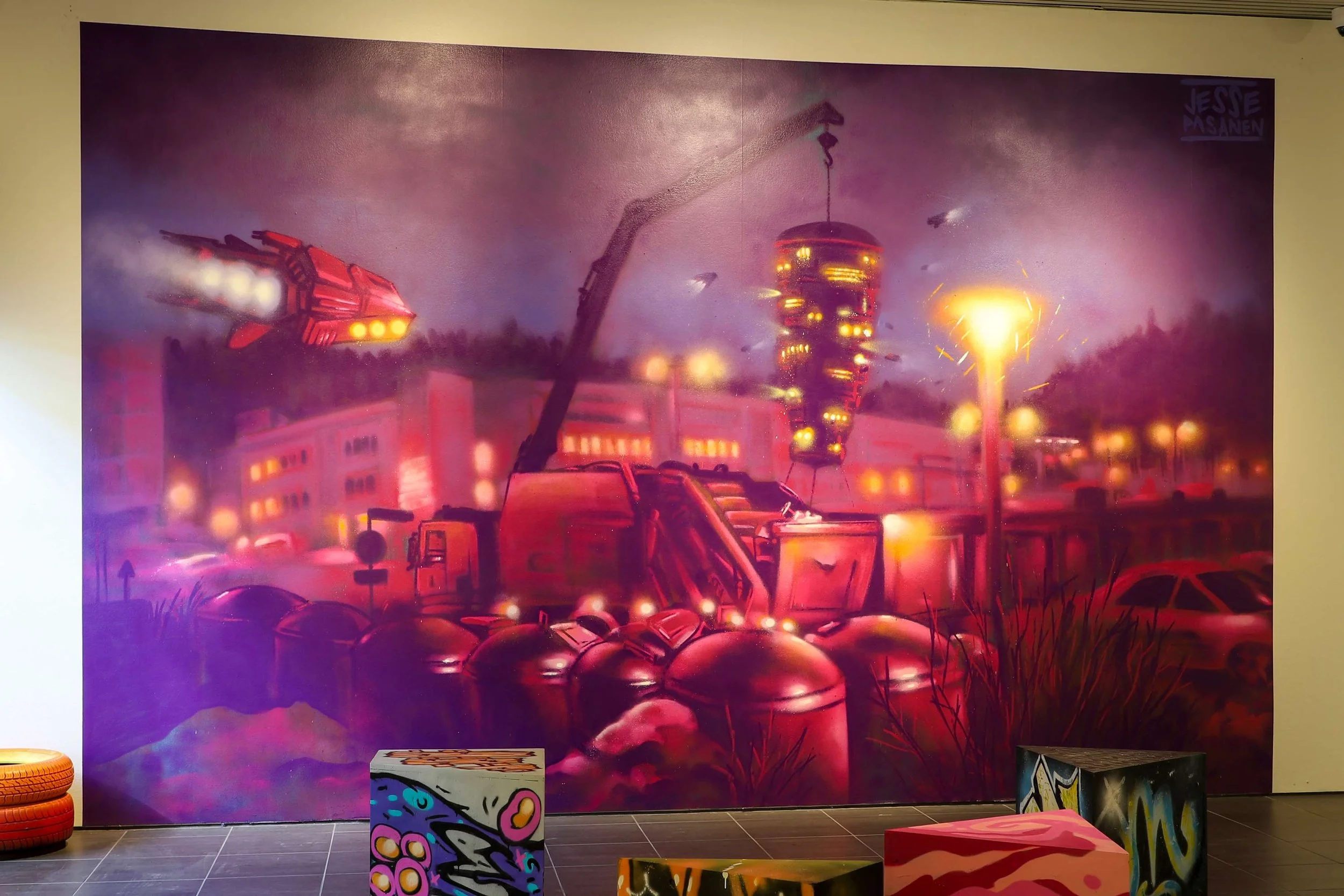 My spray painting for Kannun henki -exhibition at Kuopio Art Museum (2023)