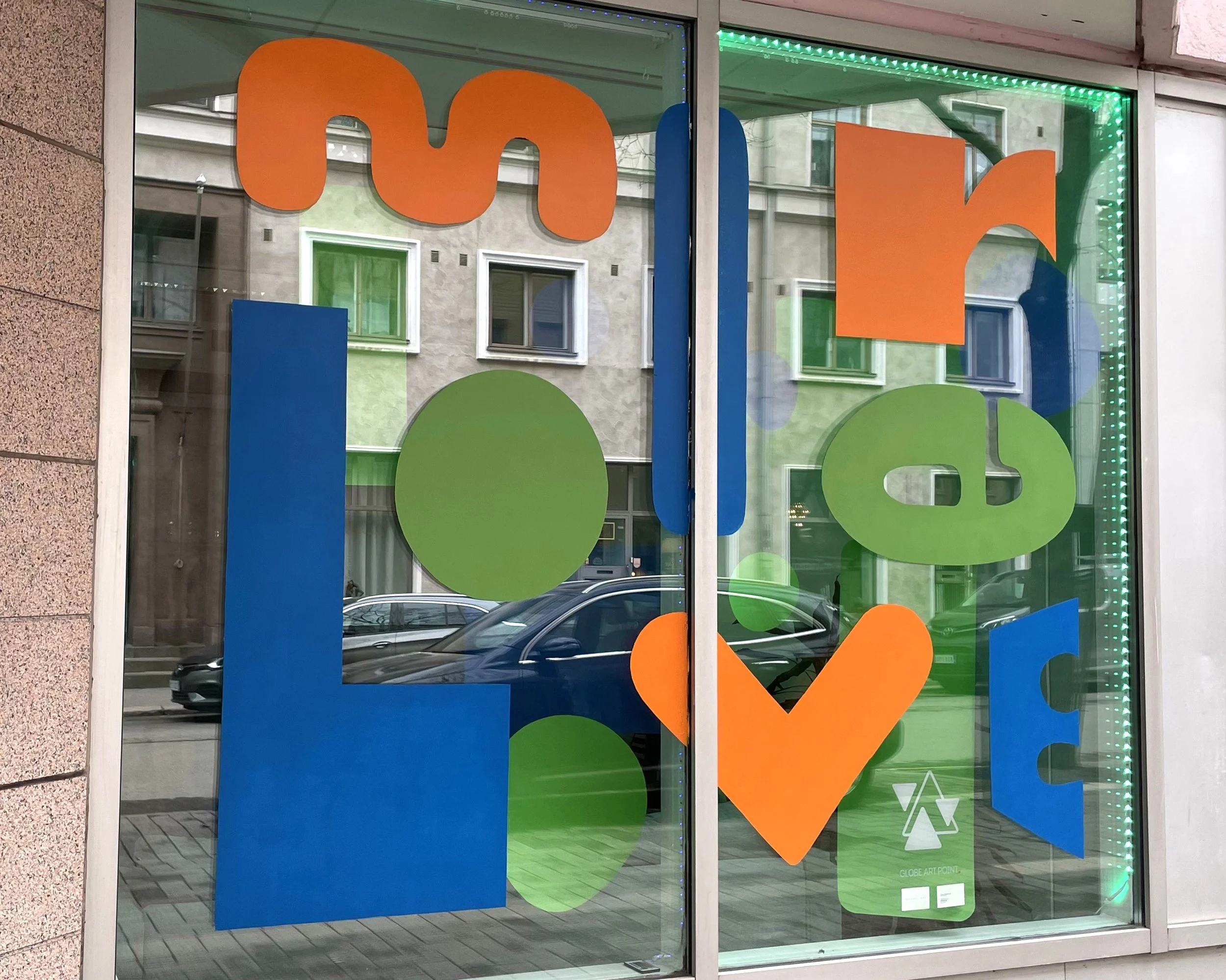 More Love 3 × 5 m, GAP Window, Helsinki 2025.