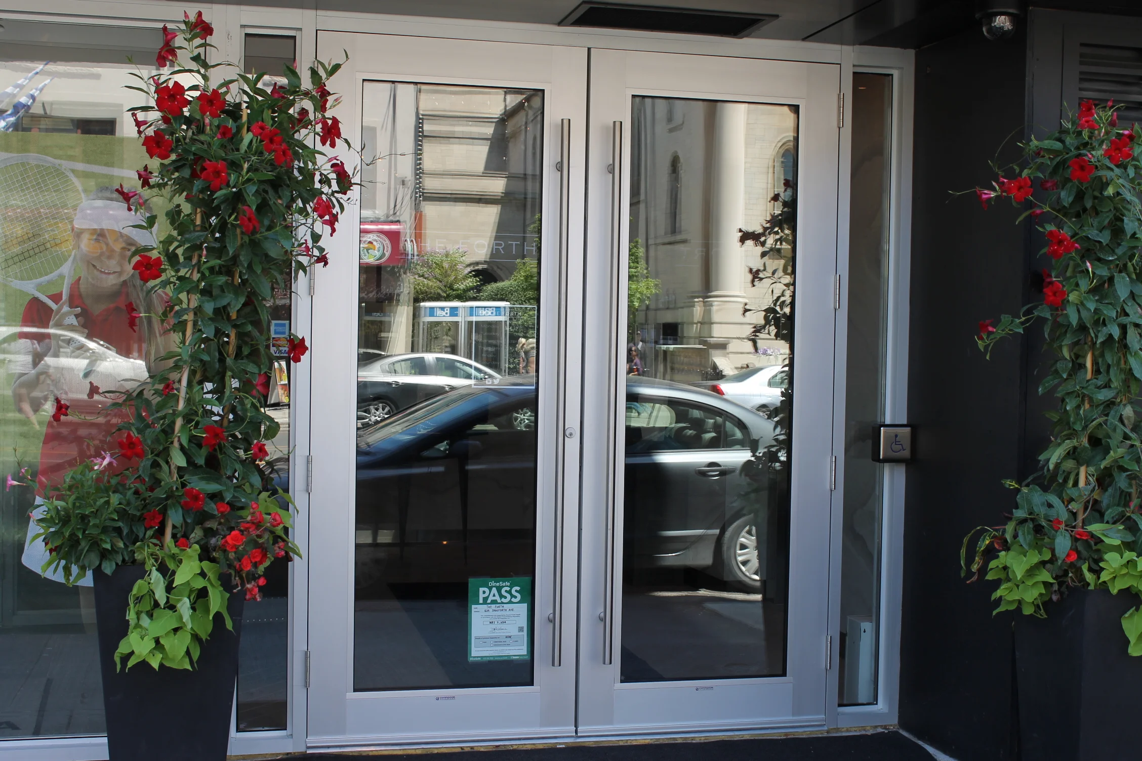 Image of the accessible double doors to enter.