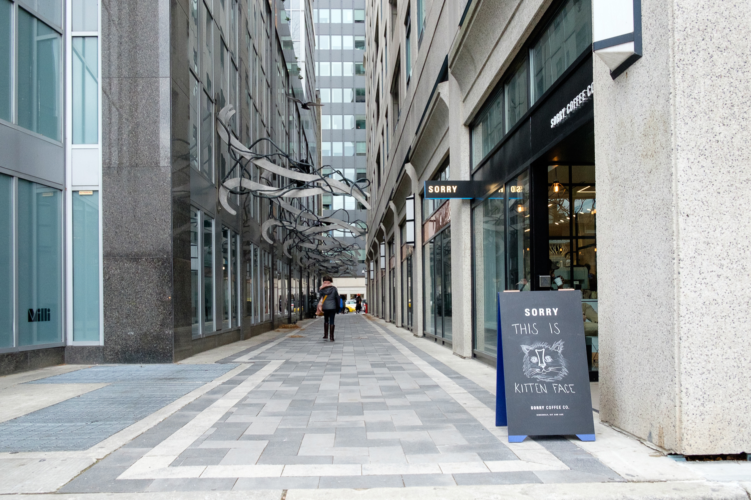 Picture of accessible pathway in front of Sorry Coffee Co.