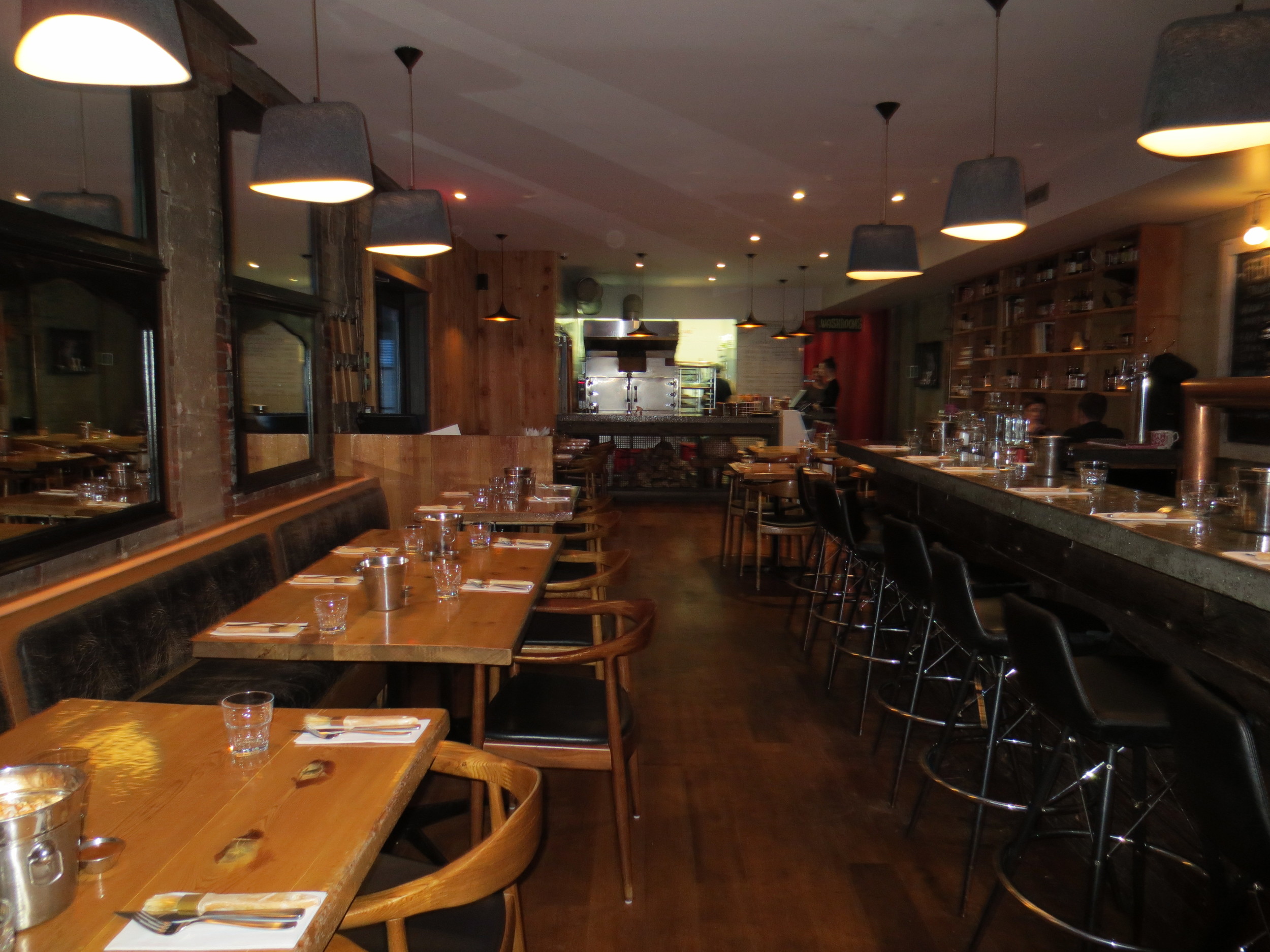 Picture of interior with less than ideal pathway between tables
