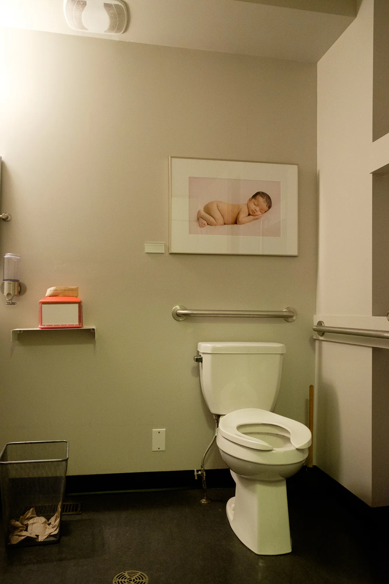 washroom with two grab bars