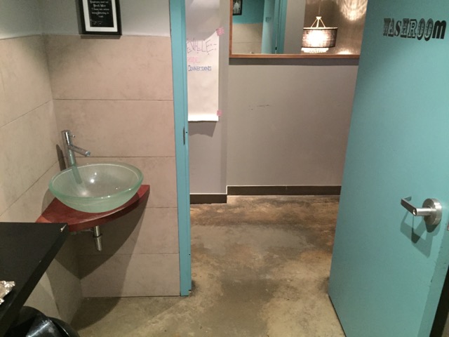 Picture of large entrance to accessible washroom