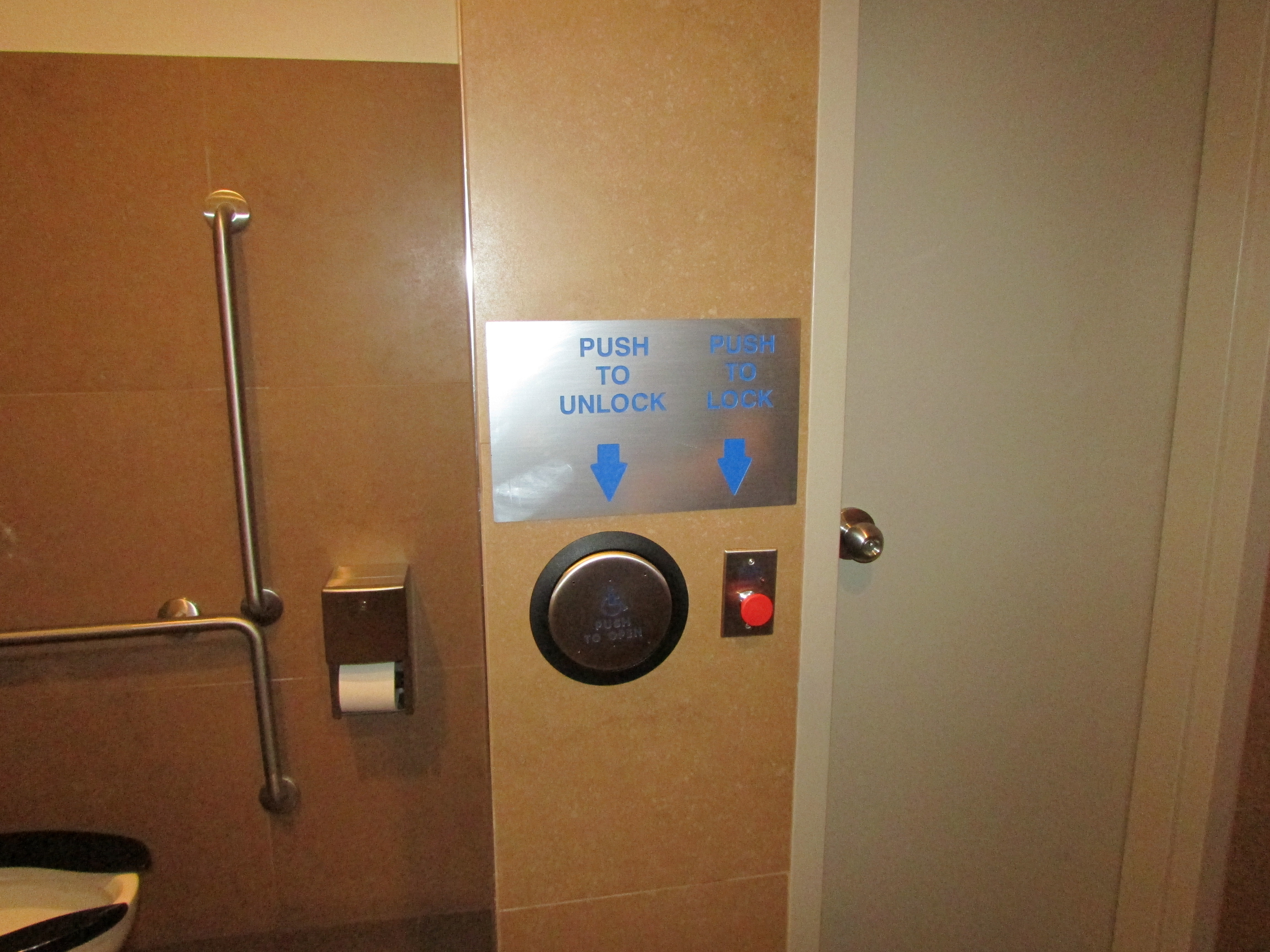 Picture of accessible button in washroom