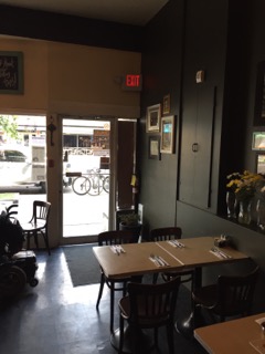 Picture of standard height tables at entrance