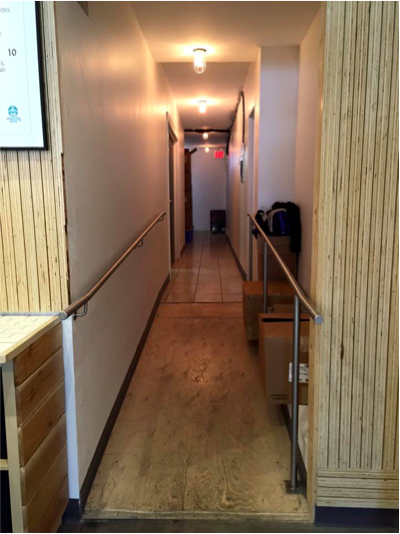 Picture of ramp to washroom with railings
