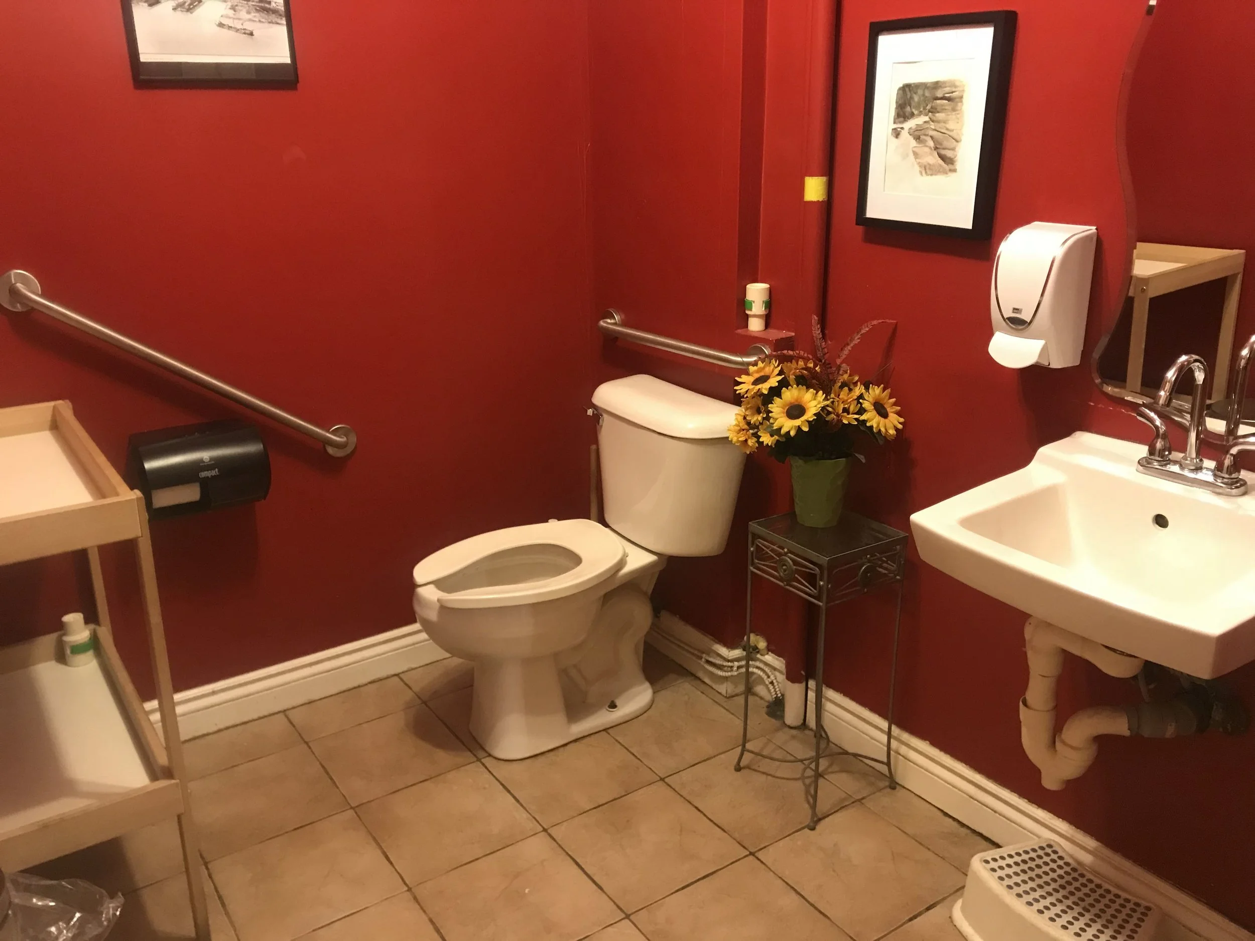 Picture of the accessible washroom at Celena’s Bakery