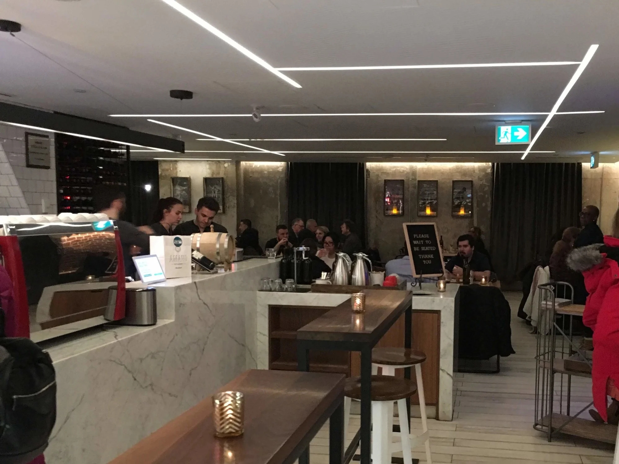 Picture of pasta bar and bar seating at Amano Pasta