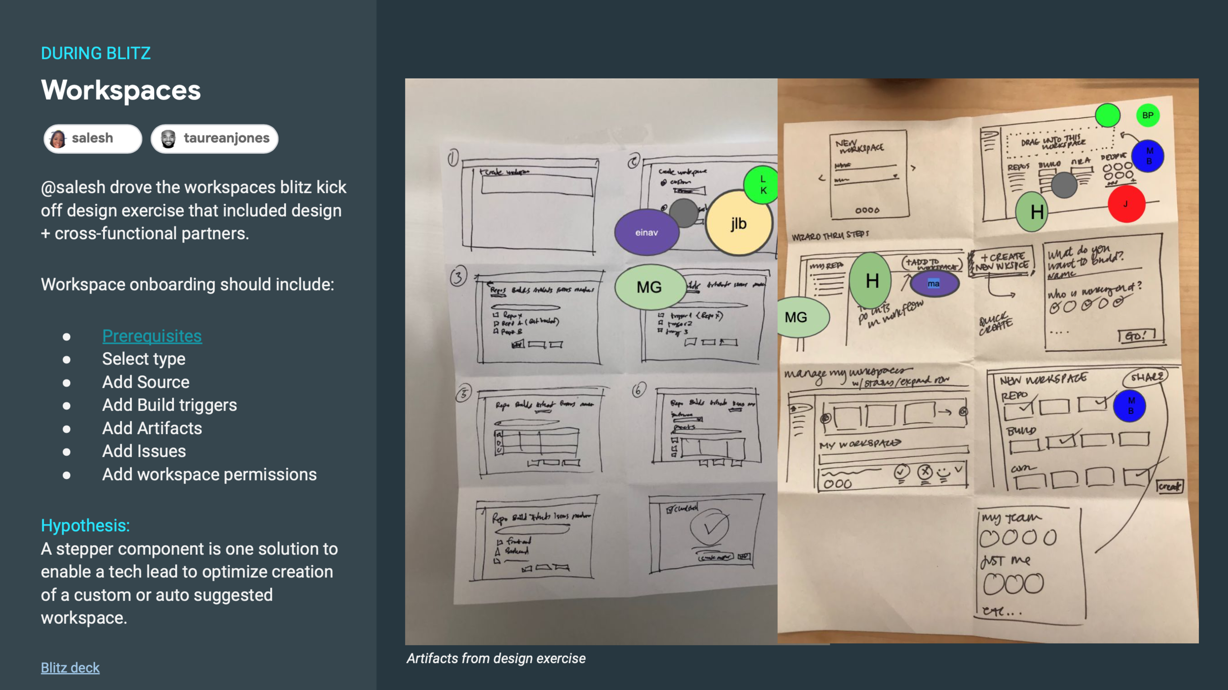  Our cross-functional team actively collaborated throughout the design process. We presented  design mockups  to key stakeholders, encouraging their feedback and participation by having them sketch their own concepts. To foster creativity and alignme