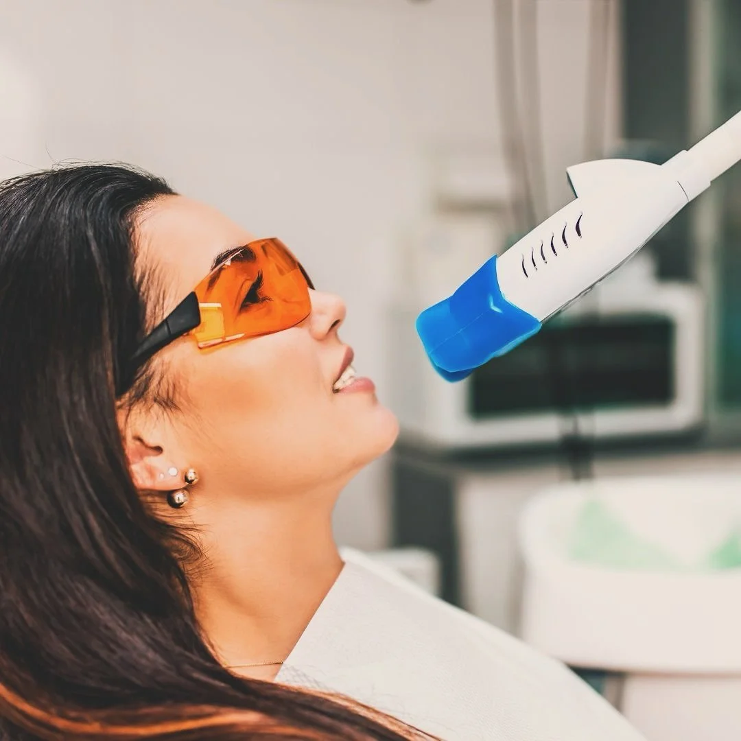 What is cosmetic teeth whitening ✨🌸

A pain free non-invasive treatment performed to remove unwanted stains &amp; discoloration from teeth giving you a more desirable color. 

The Process: 

3-20 min rounds under the LED light. Please be advised tha