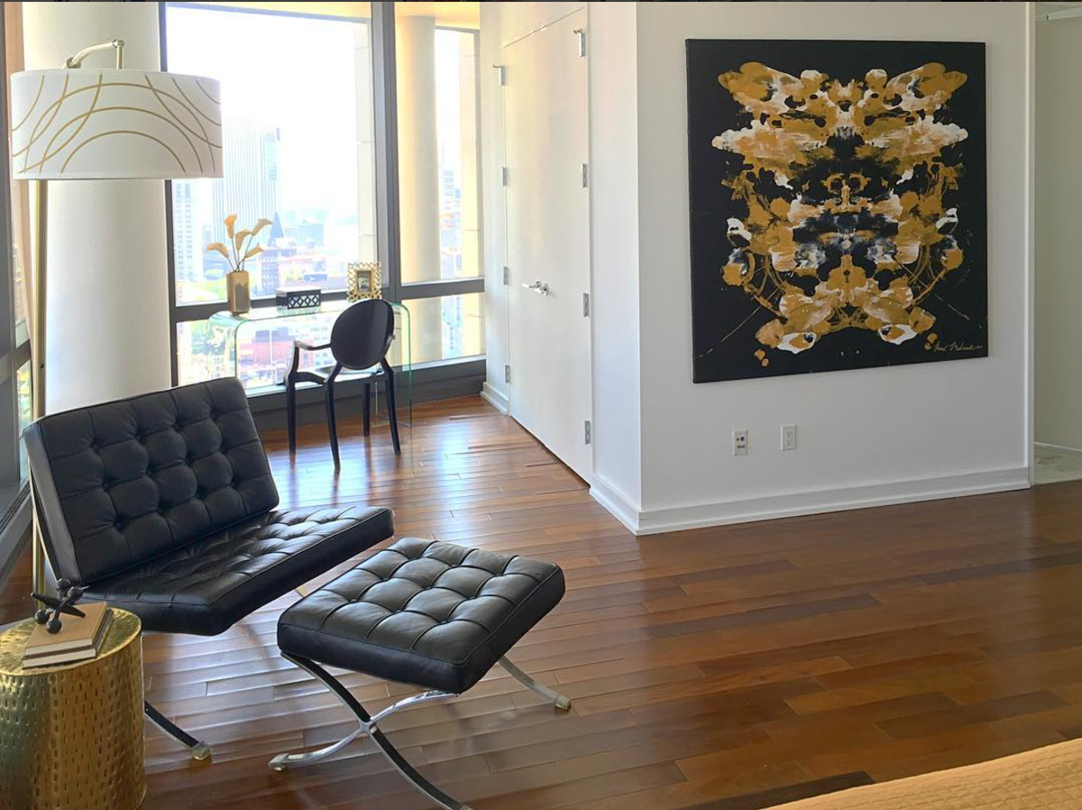 Downtown loft showcasing the psychological quality of the Black and Gold collection. 