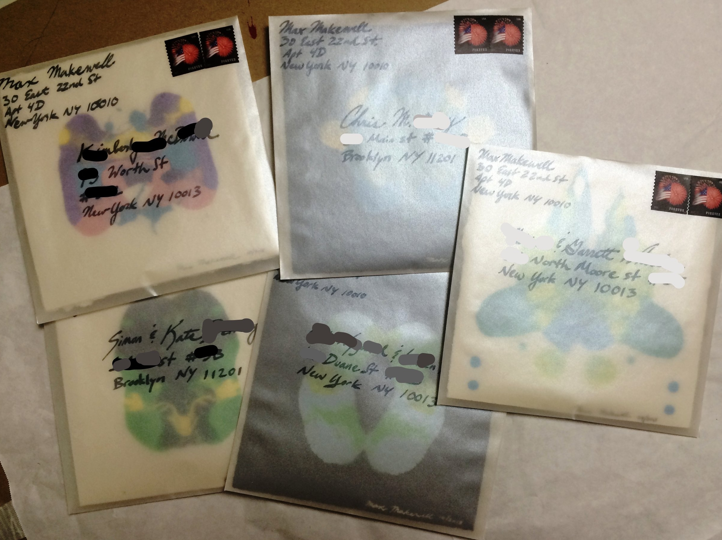 The translucent original art, hand-written, letters sent to new clients. Welcome to our close community of Makewell Art appreciators! 