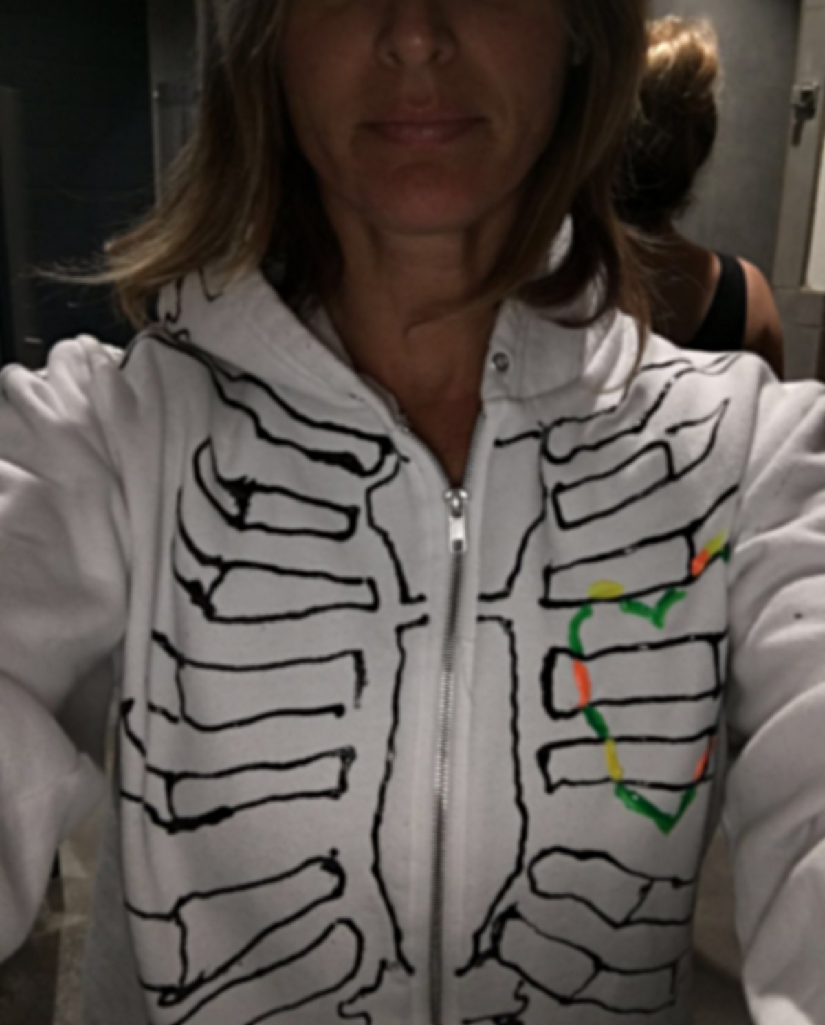 Heather, enjoying a selfie with her new Makewell limited run hand-made hoody. 