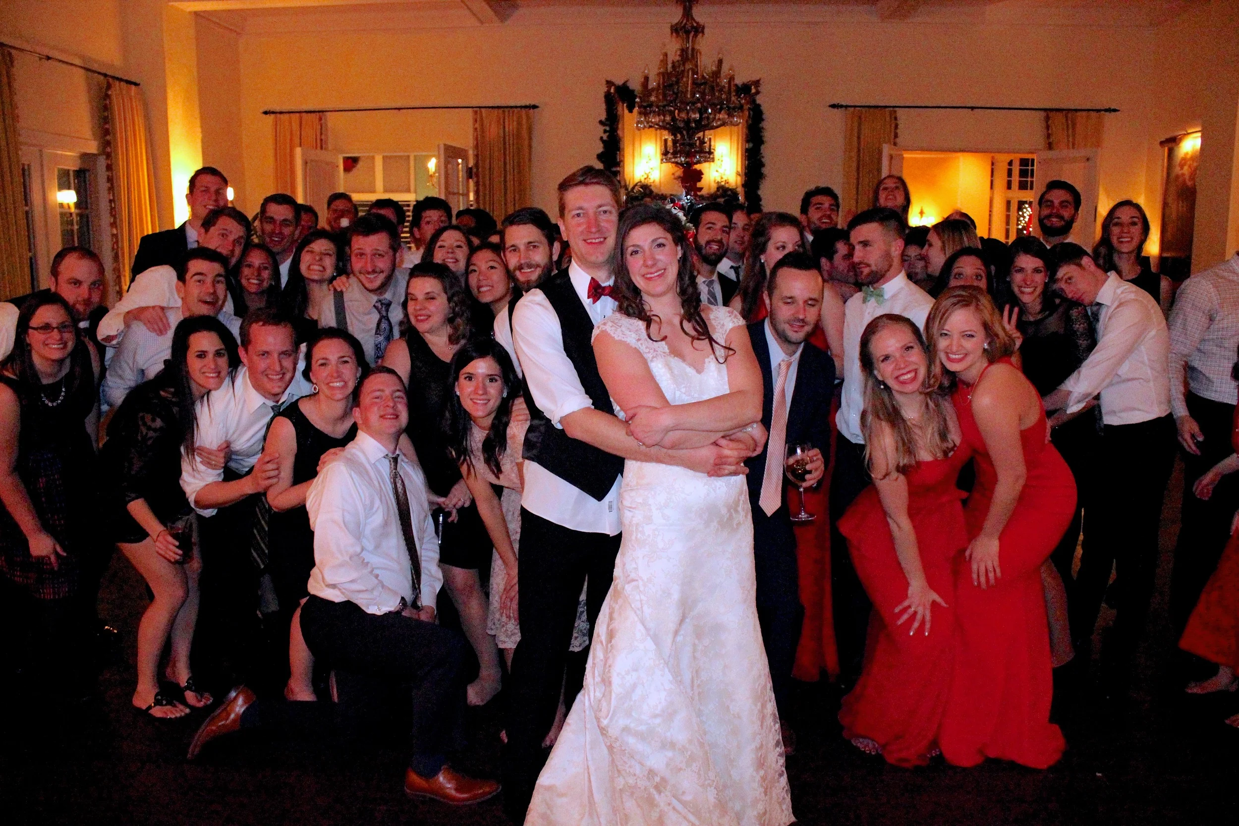 Eve & Matt surrounded by family and friends for their finale