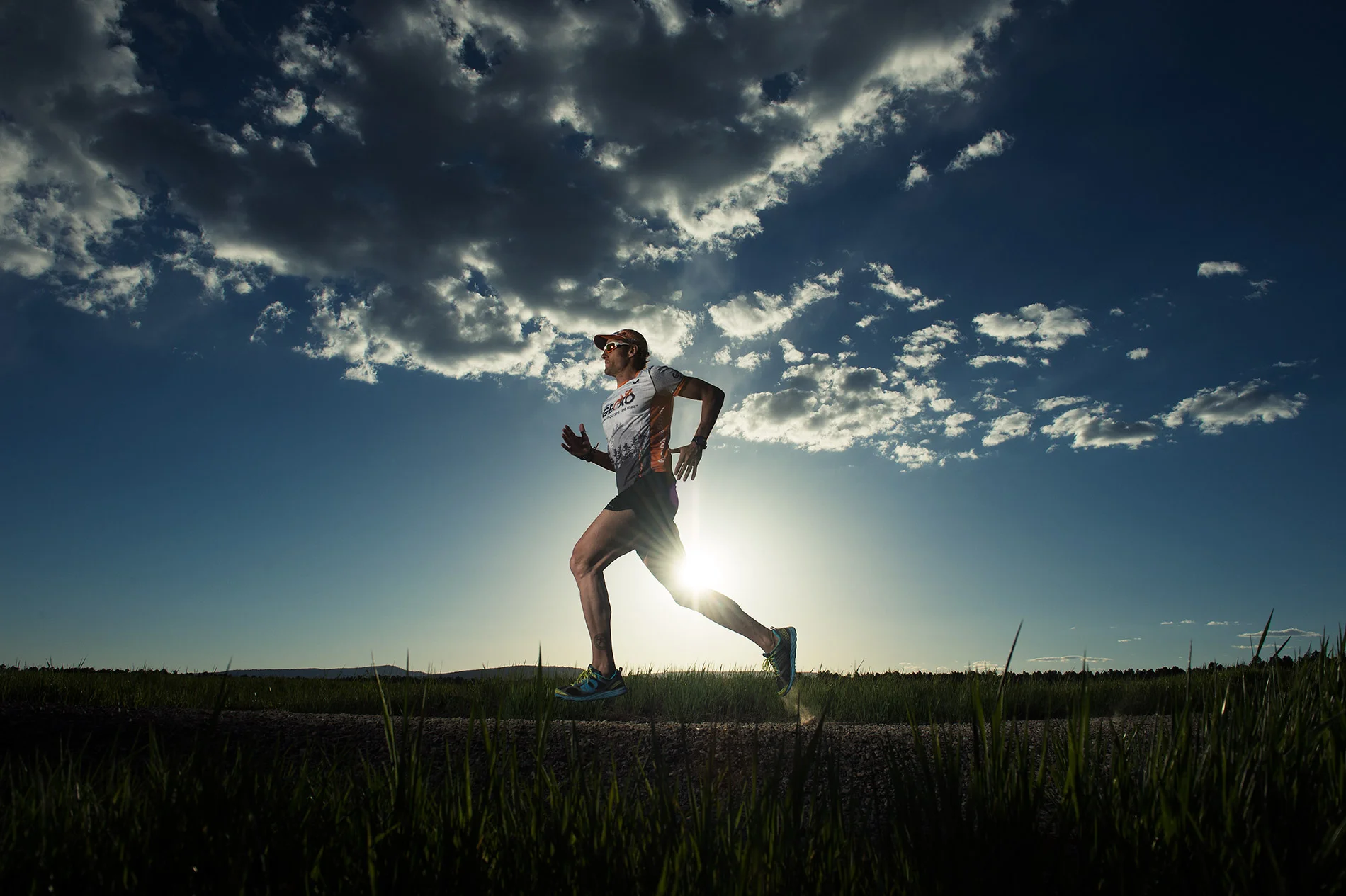GECKO athlete Mike Le Roux outside of Pagosa Springs, CO wearing Pearl Izumi running shoes