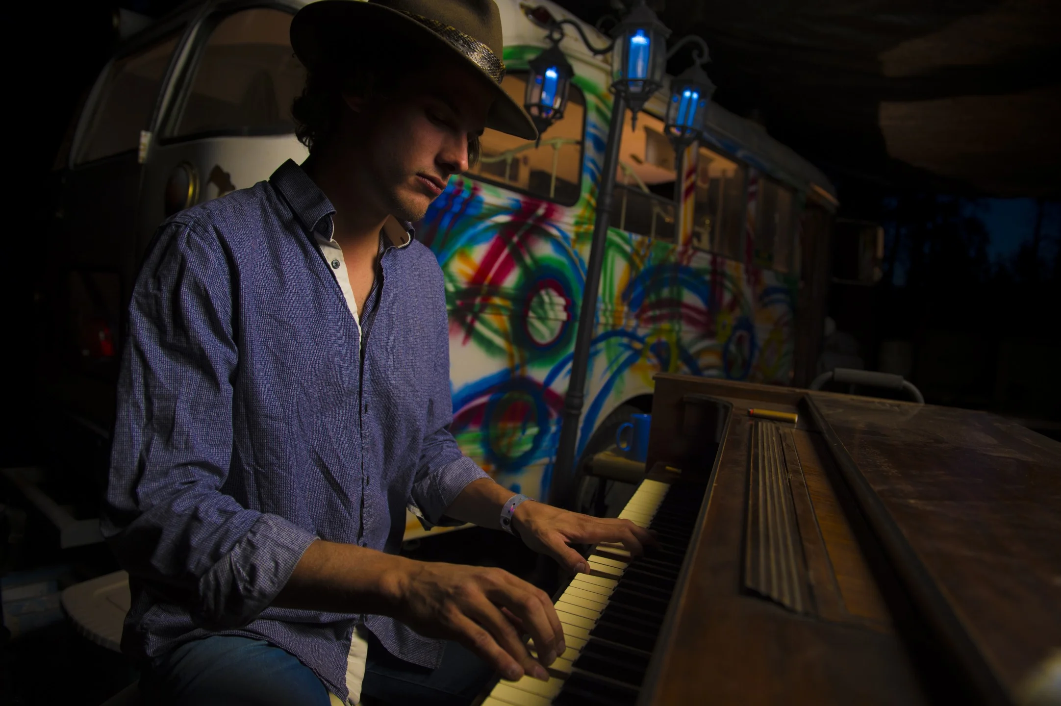 Creative lighting portrait of musician Connor Forsyth
