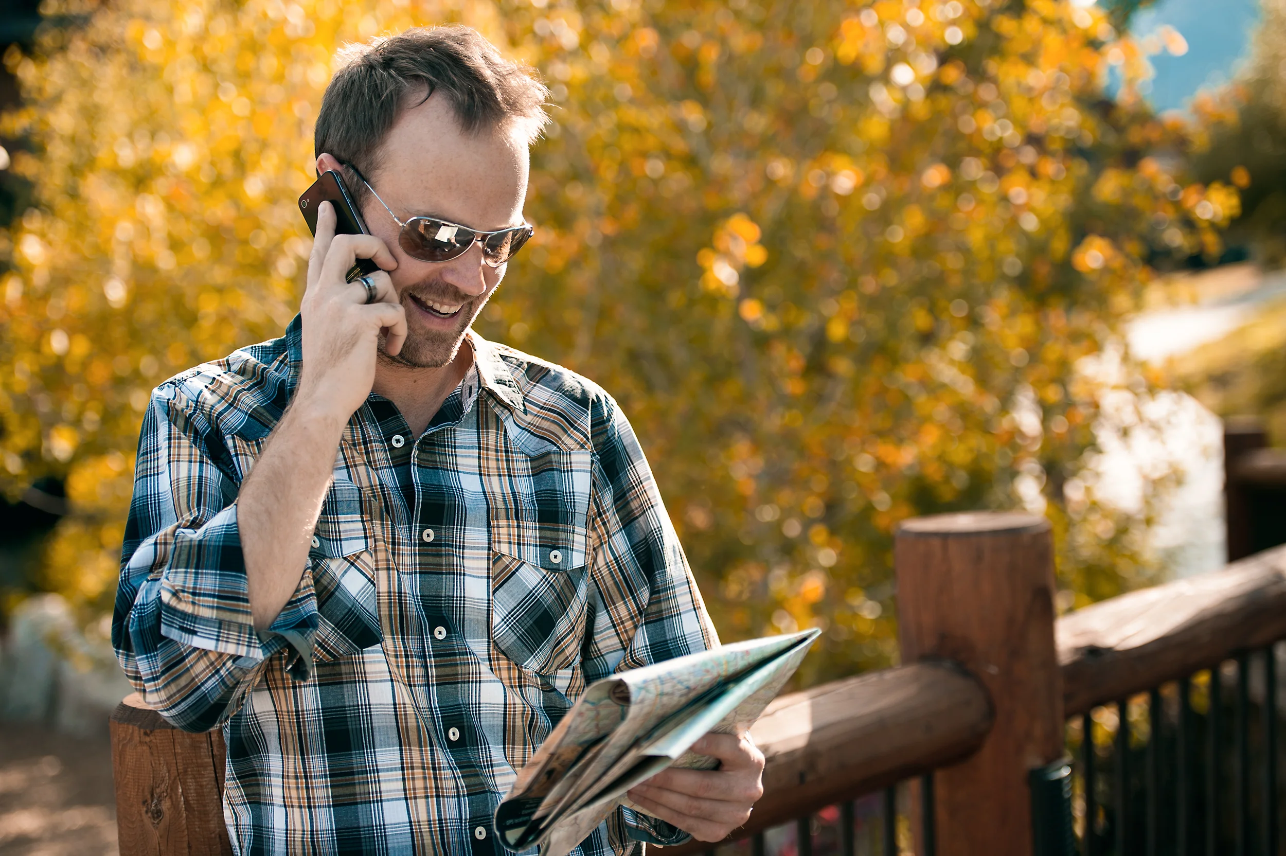 Lifestyle image of a man making plans in Jackson, WY