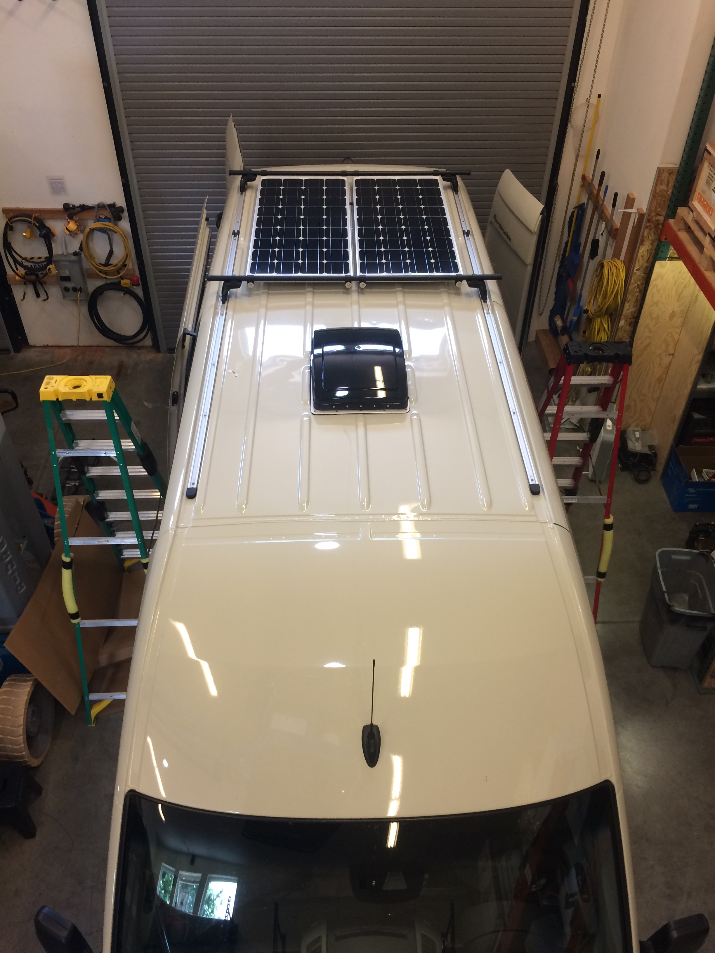 Equipment Added: 1x Victron MPPT100/15 charge controller 1x BlueTooth Smart Dongle 2x SF100 Solar Panel kits 1x Roof Mount Combiner Box