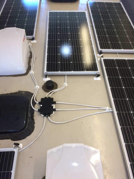 Equipment Added: 8x SF180 Solar Panel Kits 1x Roof C-Box 1x Magnum PT-100 MPPT 240/100 Controller w/ 2ga Core 6x Lifeline AGM 4CT 6V 220Ah batteries 1x MSH3012M Inverter 1x ME-RC50 1x ME-BMK Battery Monitor