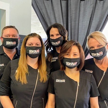 Wearing our new stylish masks. 
#sociallyresponsible, #skinspamed