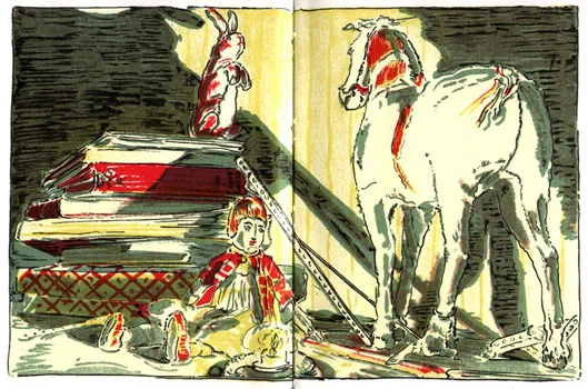 "The Skin Horse Tells His Story" Illustration by William Nicholson Excerpted from "The Velveteen Rabbit" or "HOW TOYS BECOME REAL" by Margery Williams. Many thanks to The University of Pennsylvania and " A celebration of Women Writers " for making this beautiful work available online.