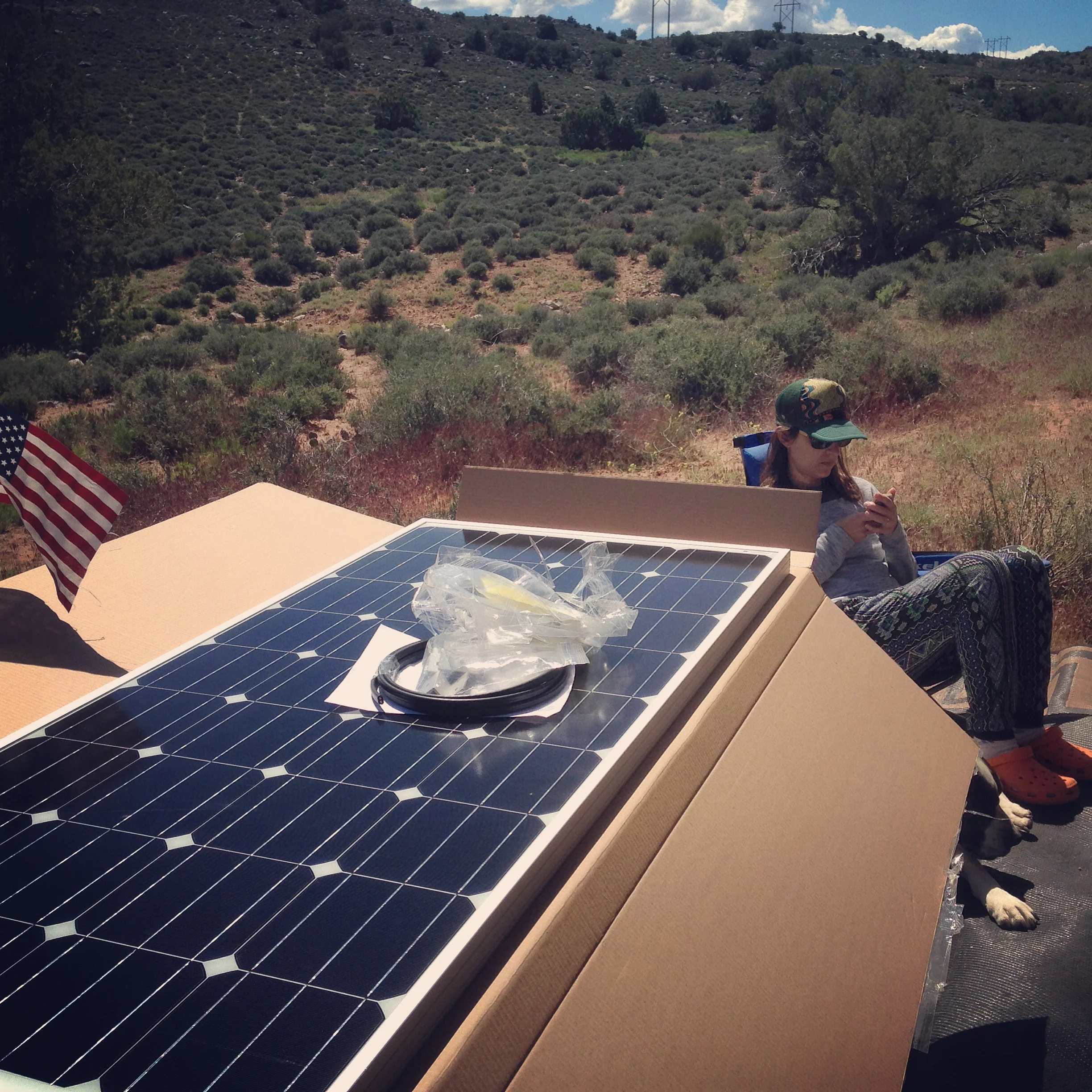 We added more solar panels to the array while in Moab around the Memorial day time of summer. Moab was awesome, until the heat hit. We were enjoying 80 degree days and 50 degree nights while boondocking on some BLM land. It was open range and the cows would bump up against the camper every morning that they pushed through the meadow. Utah has a grass known as cheat grass. It is the bain of every dogs existence in the area. Z got one between the ball and socket of his eye. The vile weed is barbed so its impossible to remove. Good times!! First, the biting gnats came. Only you don't feel the bite, until about 12 hours later. I chose this time to ad a hitch to the front of my f350 to carry a little dirt bike. that meant laying on the ground for a few hours of gnat torture. then I also added some more solar power panels to the roof which was another afternoon of gnatastic fun. The next morning I awoke covered in large bites. Having a weird natural pesticide since birth I have never really gotten any bug bites. I know its weird, everyone else gets bit but me, I'm just not tasty. So I have never had to develop any will power for scratching. By the end of the next few days, the hundreds of open wounds on my legs and neck had me looking every bit the meth head. Then the heat turned on. 104 by 11 AM? no thanks. They only sell 3.2 beer in utah? We are outta here. Silverton colorado and a campground at 10,000 feet next to a stream? Yes please.