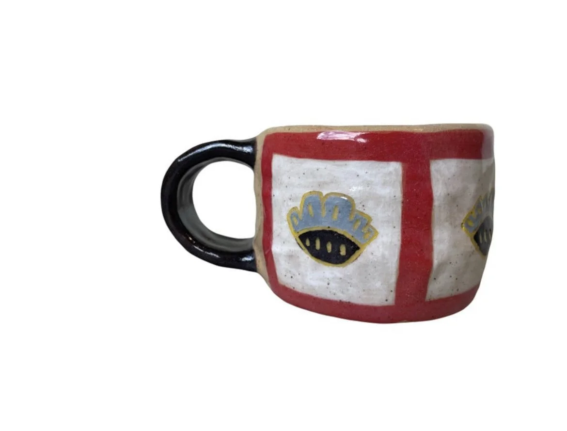 (Sold) Red Flower mugs
