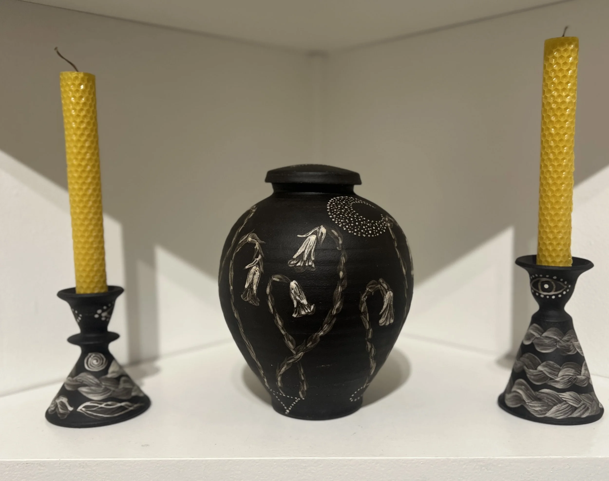 Ghost Pipe Urn & Candlesticks 