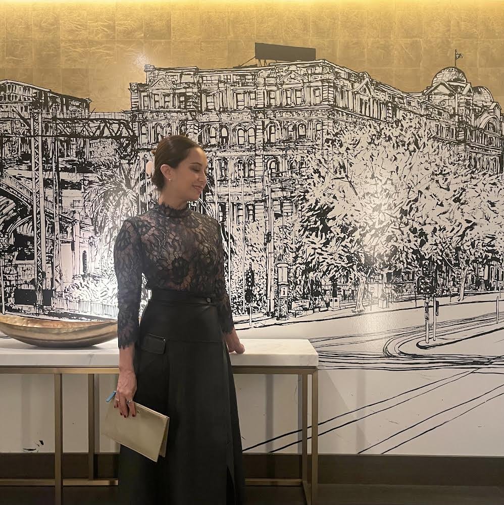 Wendy Russell in black top at Ritz Carlton Hotel Melbourne
