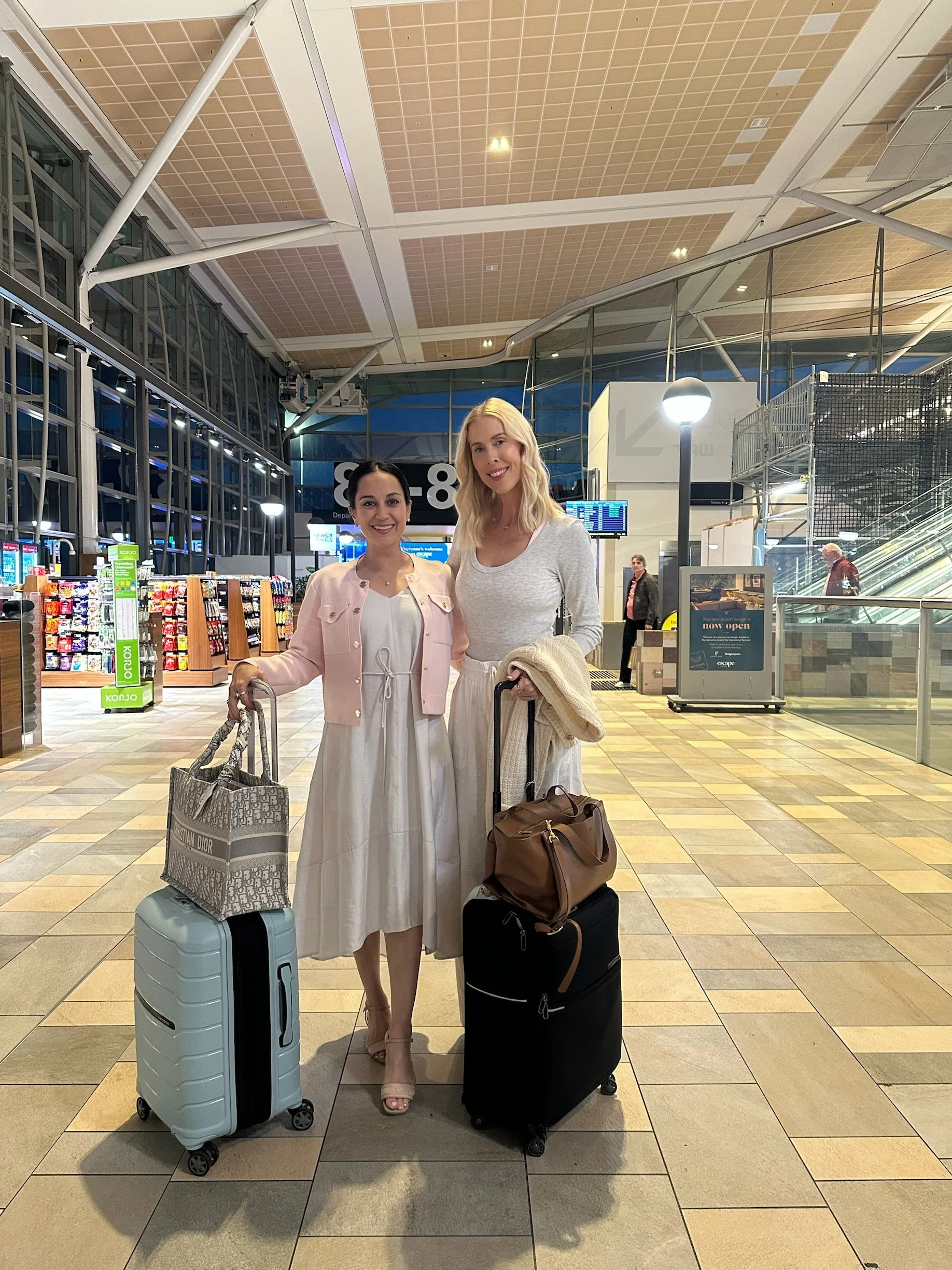 Wendy Russell and Kerrie Hess at Brisbane International Airport