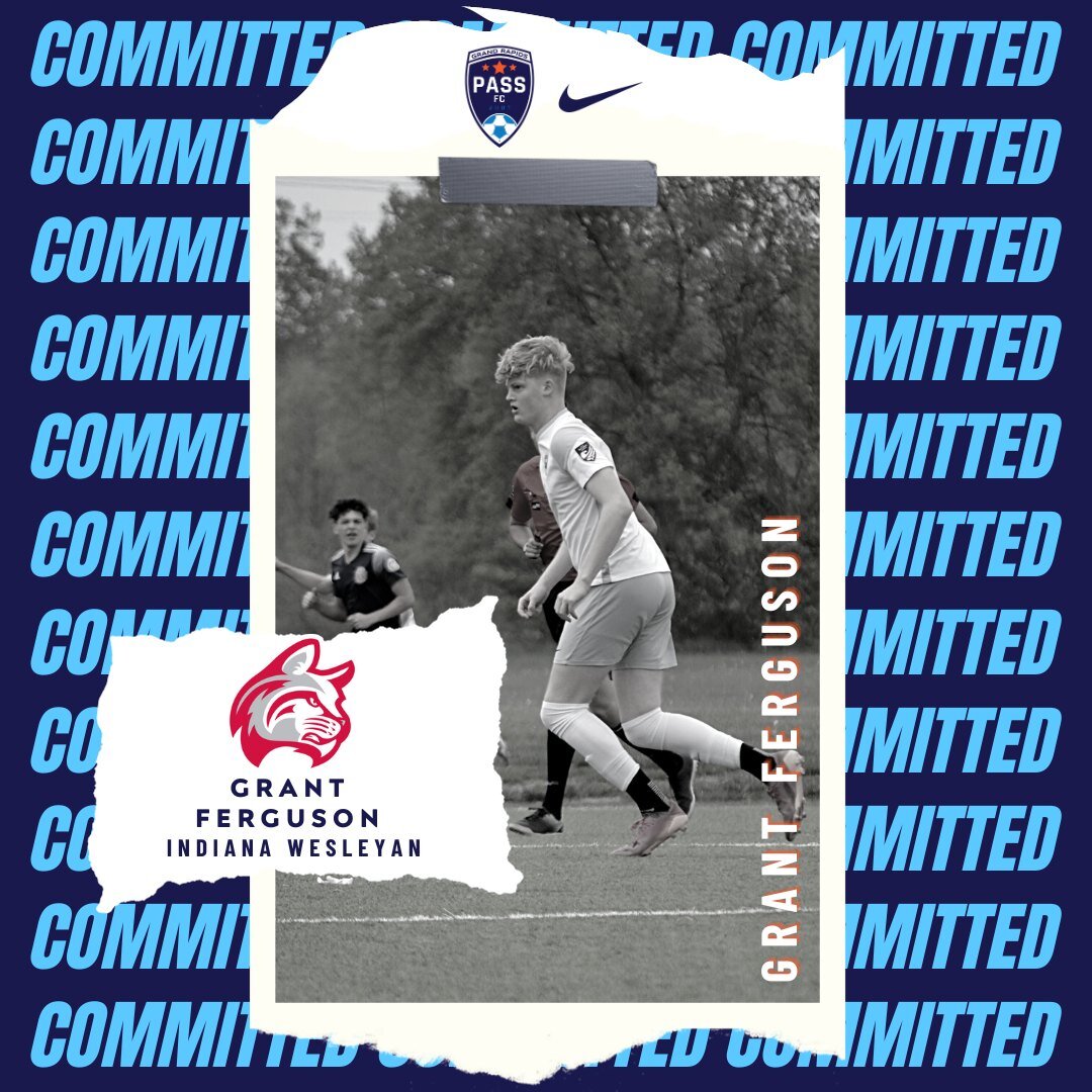 🔵 Committed! 🔵 Grant Ferguson (06 Boys NLC) will play his college soccer at Indiana Wesleyan University! Grant has played with PASS FC since 2013 as a U8 and is a highly-dedicated player with a bright future ahead. His favorite PASS memories are th