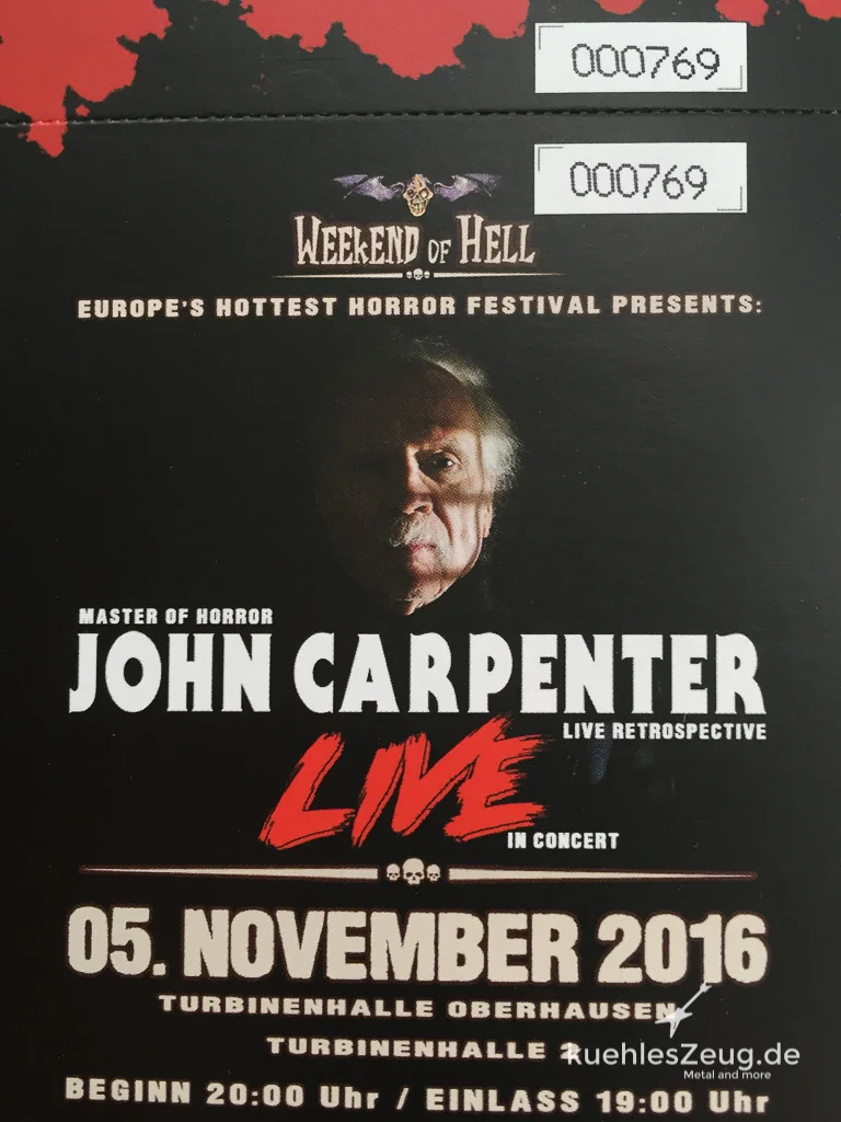 Der Schrecken schleicht durch den Ruhrpott: Altmeister John Carpenter spielt seine Filmmusik für uns