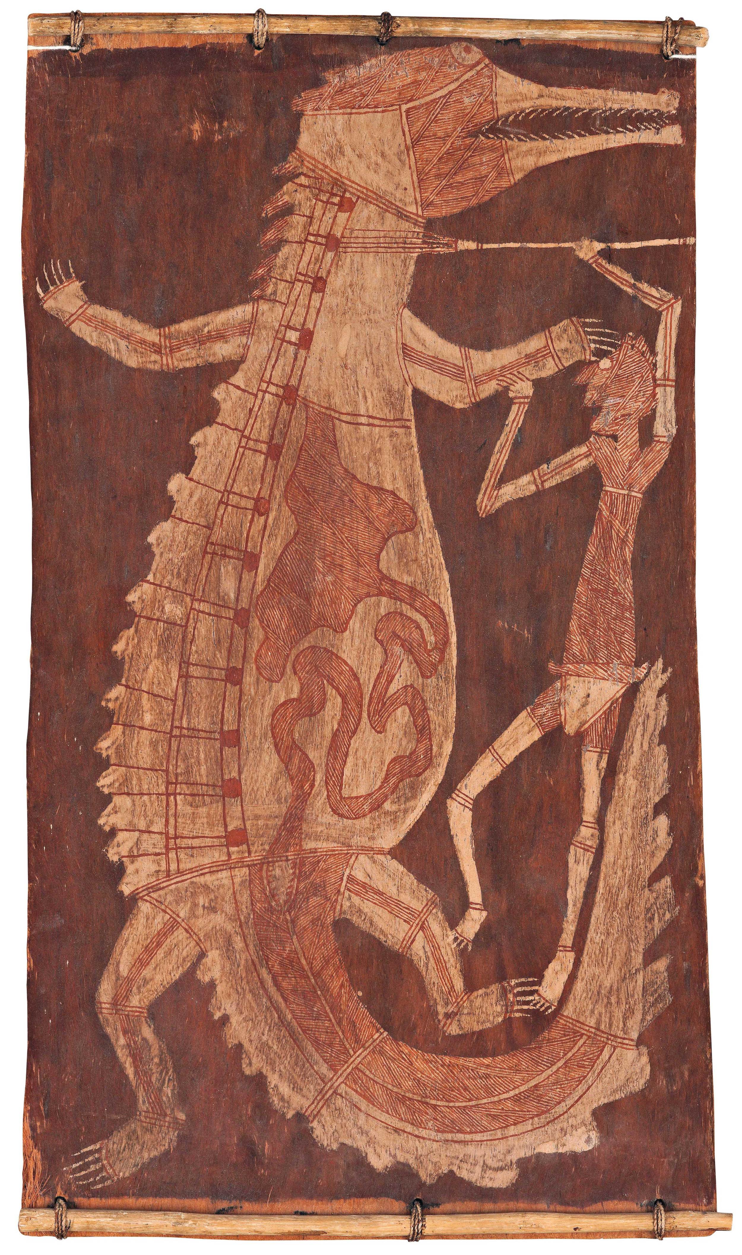 DICK NGULEINGULEI, 1920–1988 Mimi Killing Crocodile , 1965