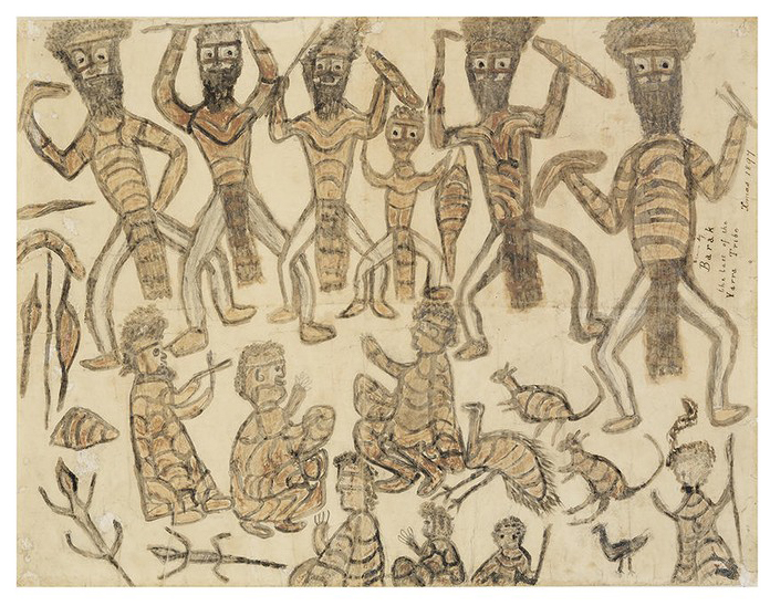 WILLIAM BARAK, circa 1824-1903 Ceremony, 1897 Sold at Bonhams, Important Aboriginal Art, Sydney, 7 June 2016, for $512,400