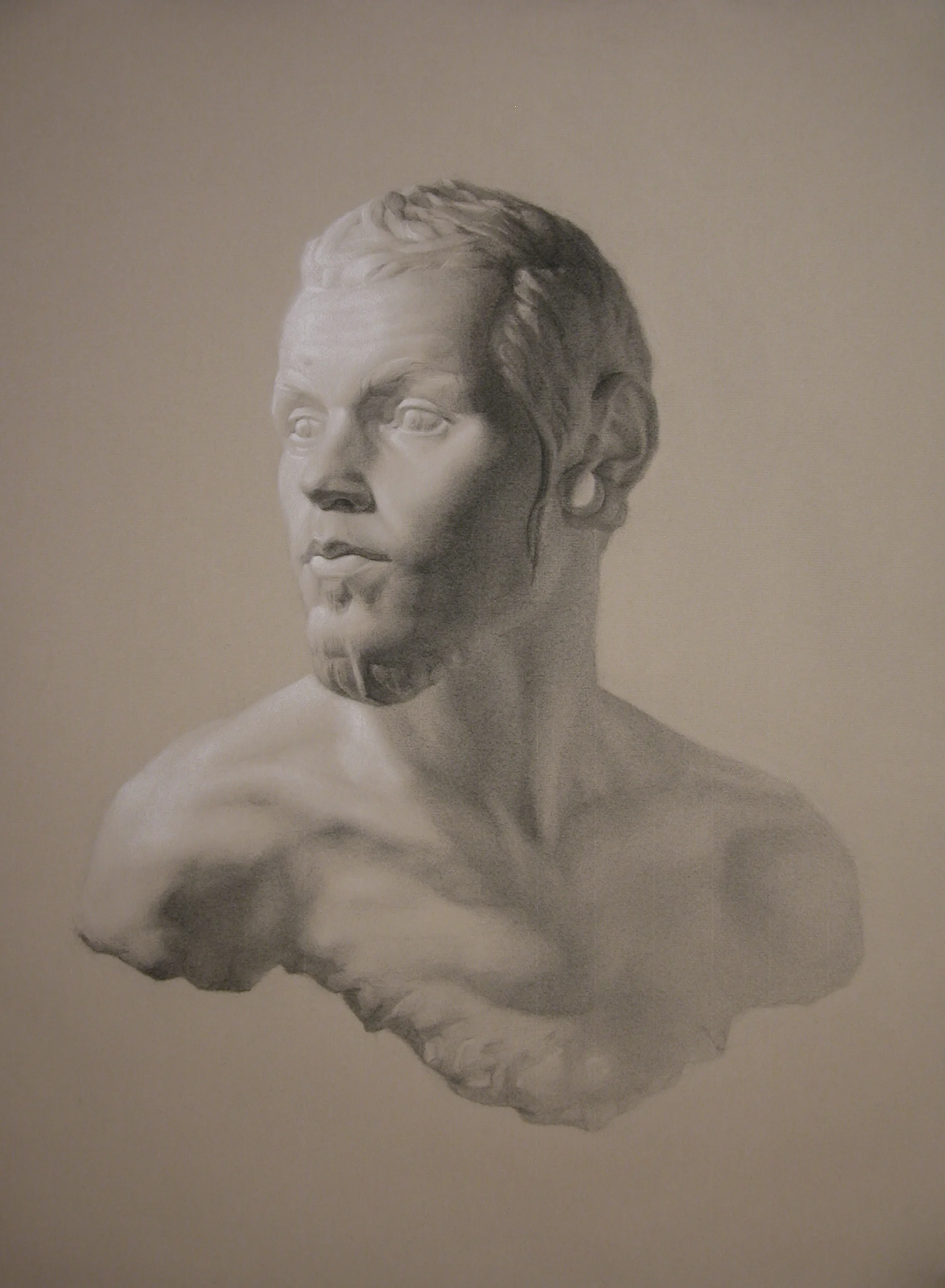 cast study, vine charcoal and white chalk on toned paper