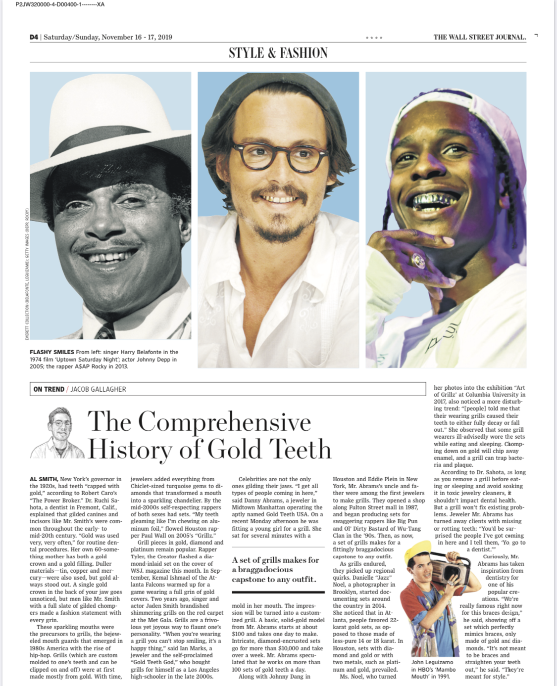 WALL STREET JOURNAL - The Comprehensive History of Gold Teeth by Jacob Gallagher
